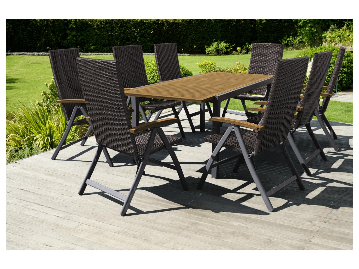 LIVARNO home Table de jardin + Lot de 8 fauteuils en rsine tresse Valencia