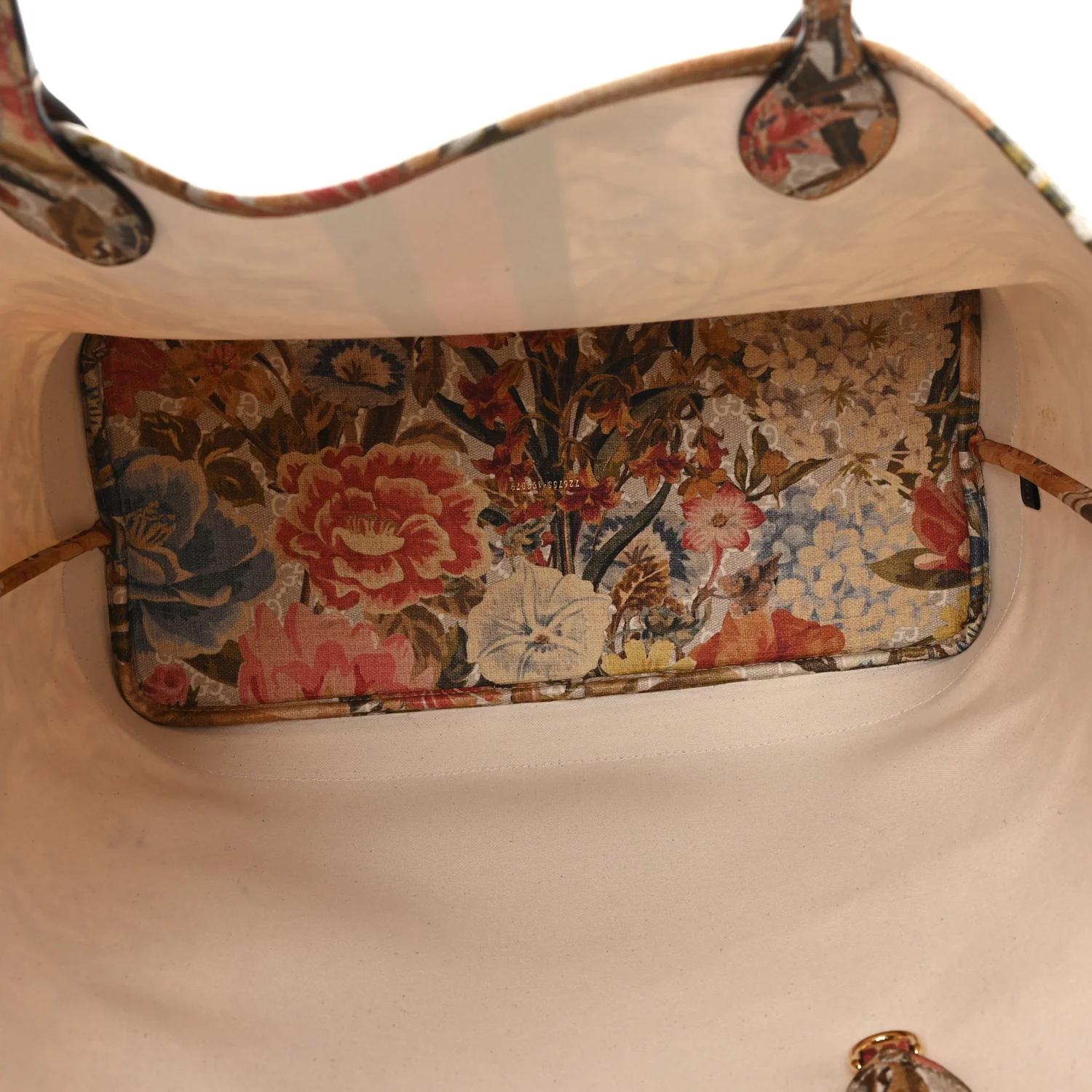 GG Supreme Monogram Water Flora Web Large Ophidia Tote Beige White Multicolor
