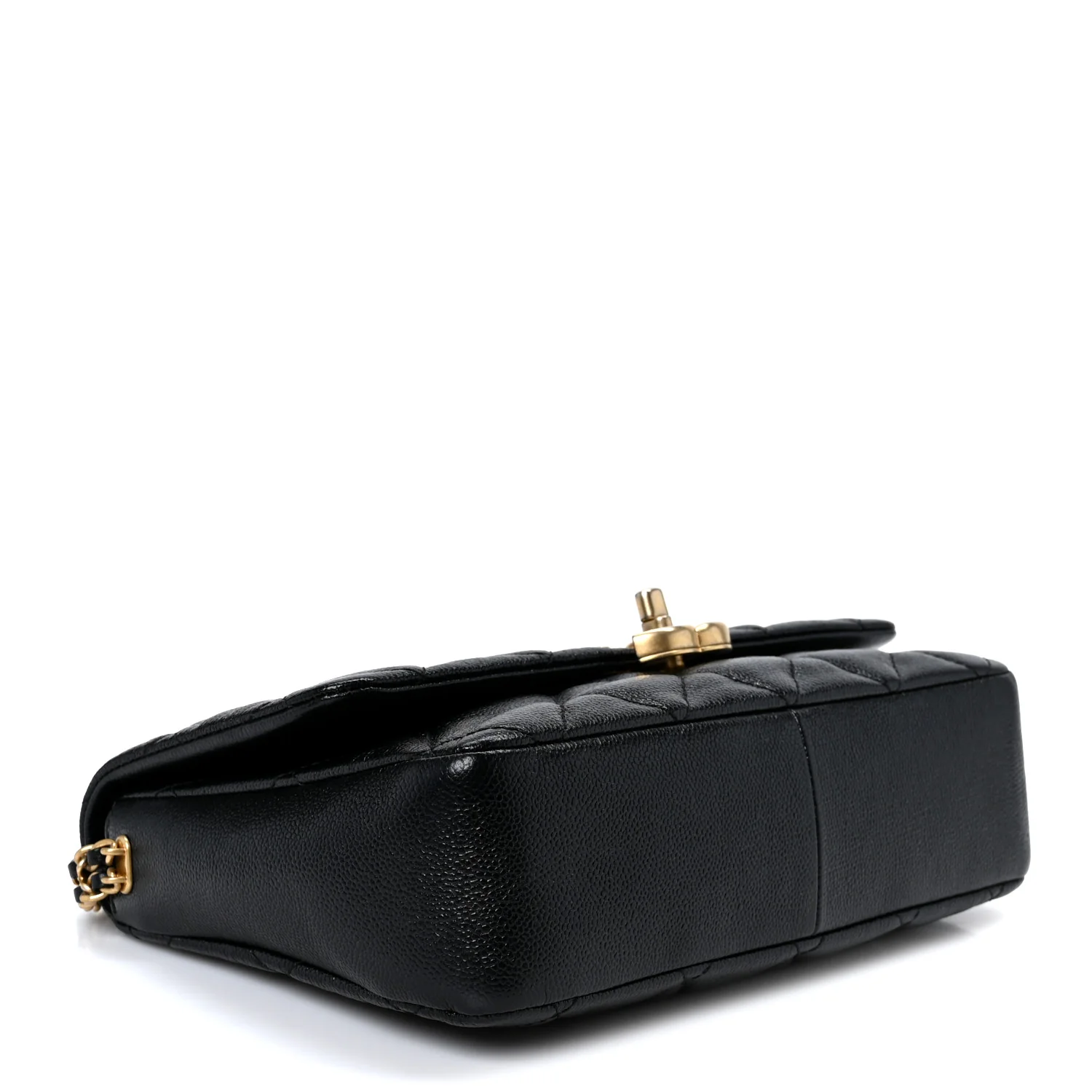 Shiny Caviar Quilted Large Chain Melody Flap Black