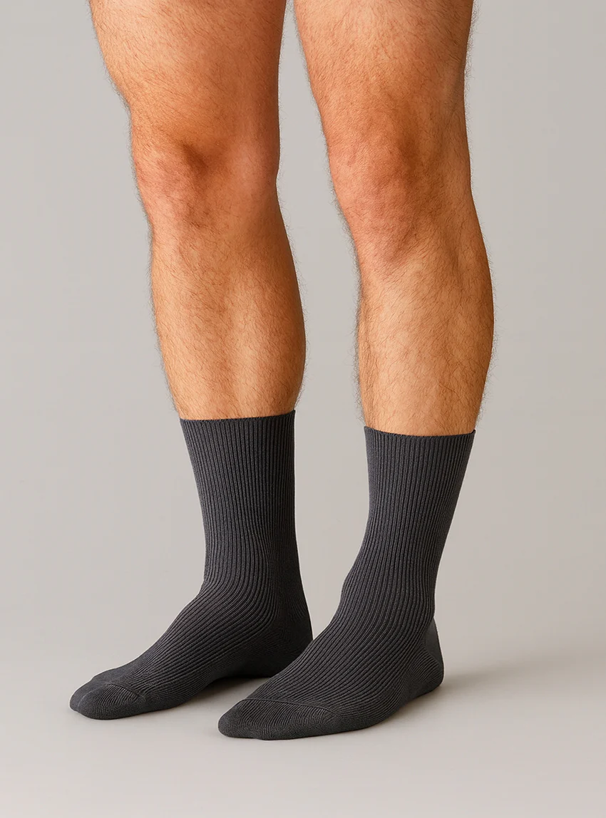 Mi-chaussettes mixte en laine sans élastique grises