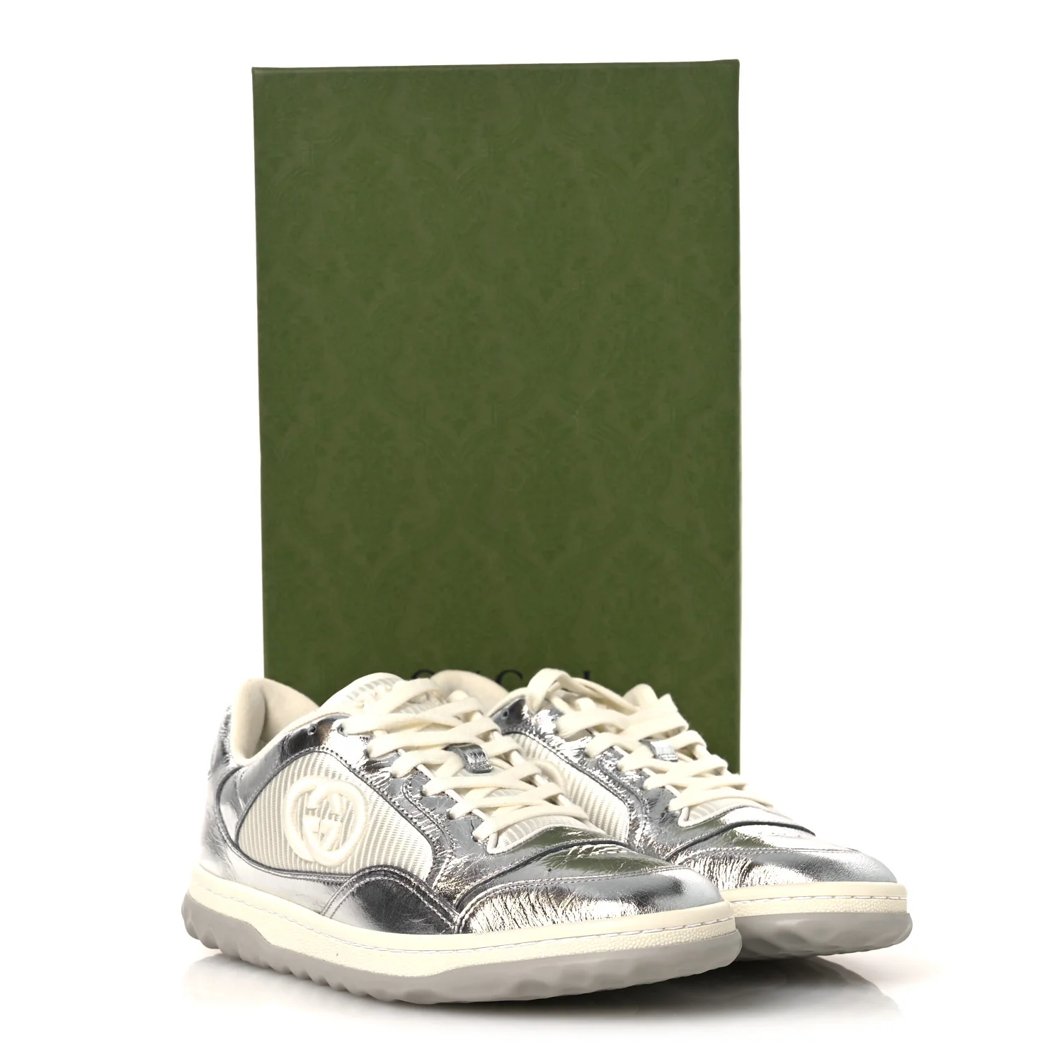 Ginza Calfskin MAC80 Womens Sneakers 38.5 Silver Off White