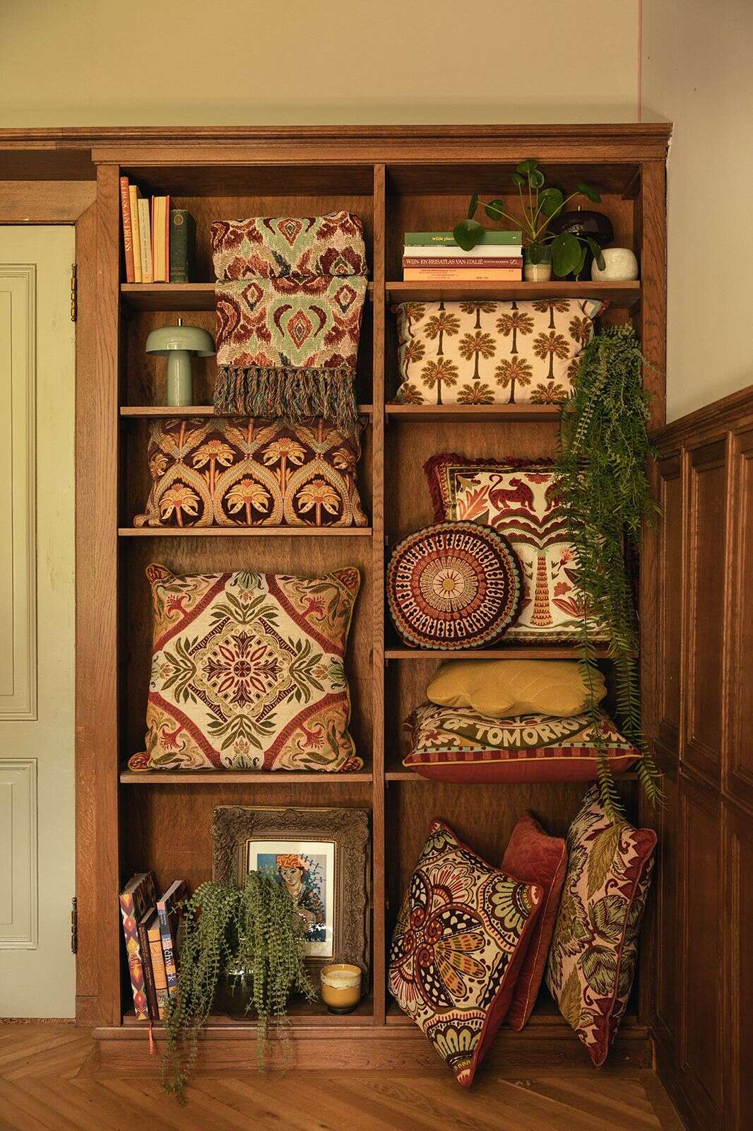 Rood quilted kussen met hartjes