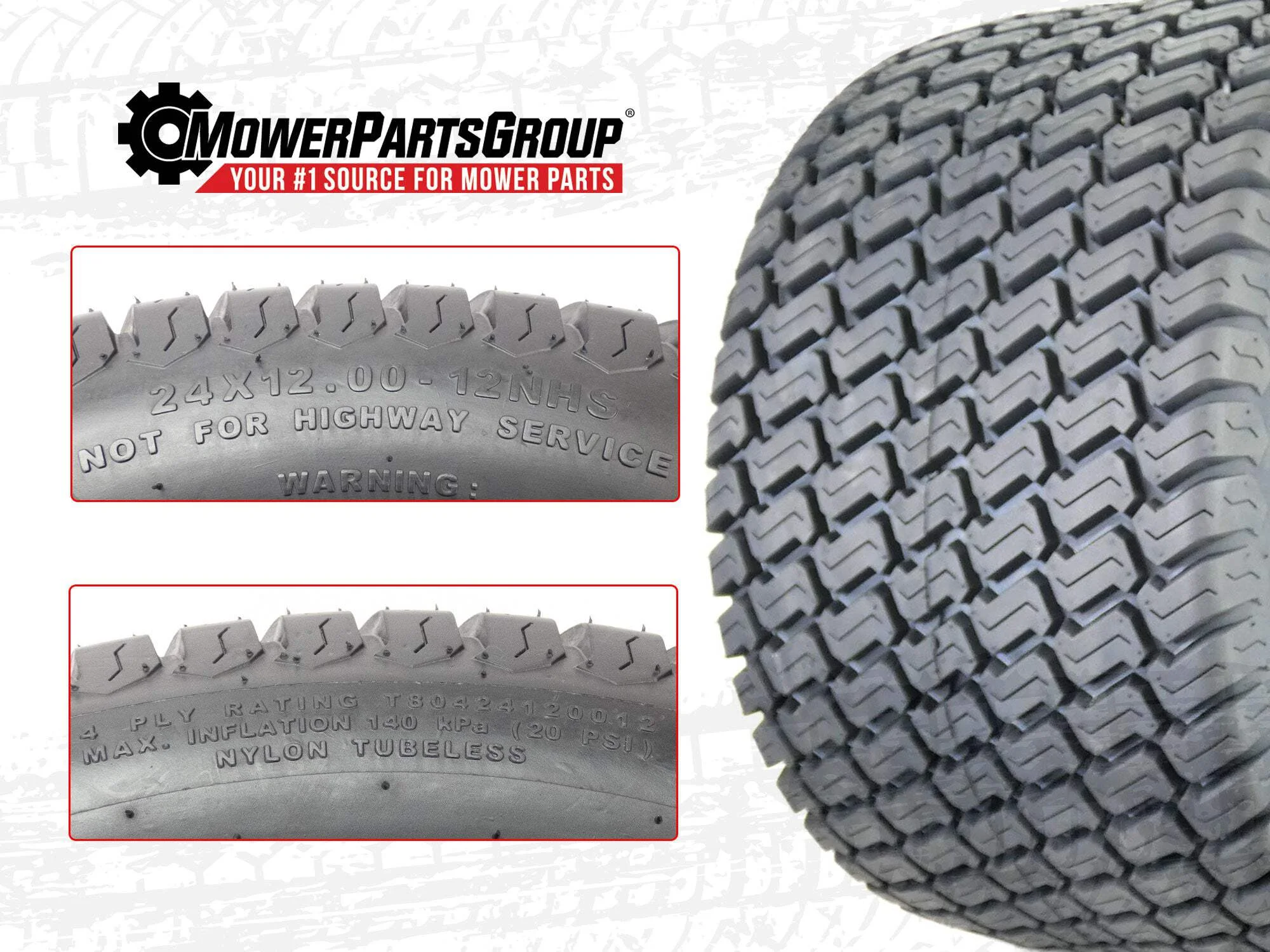 Grassmaster 24x12.00 - 12 Lawn Mower/Tractor Tire