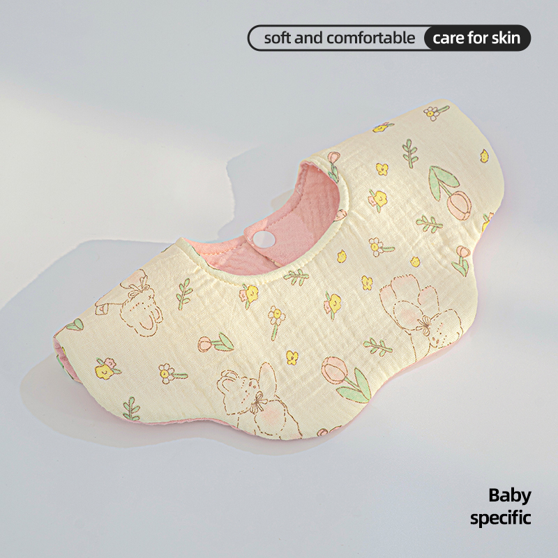 Breathable Muslin Cotton Bib Waterproof Double Sided 4 Layer Baby Drool Burp Cloth Snap Button Reversible Absorbent Supply