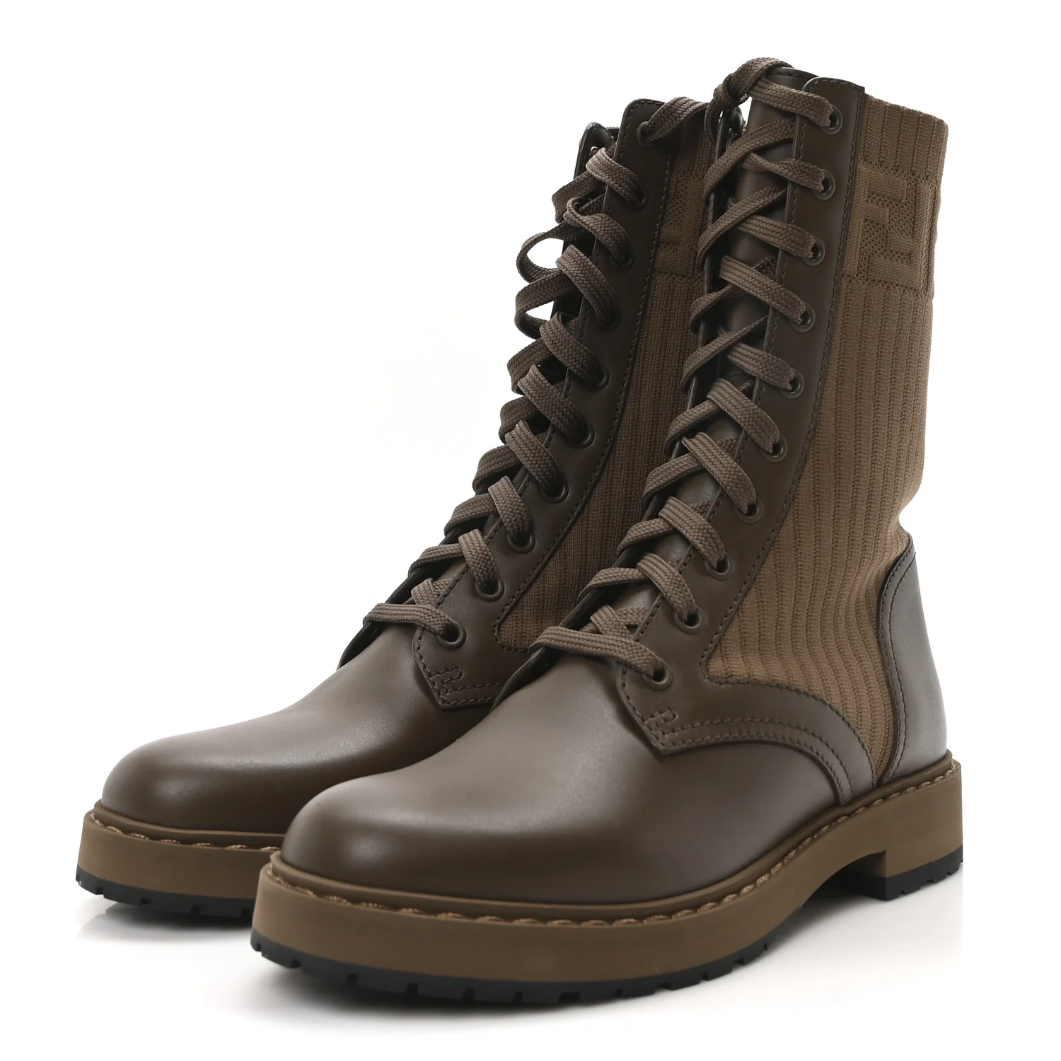 Vitello Stretch Fabric FF Rockoko Biker Boots 37 Maya Chocolate