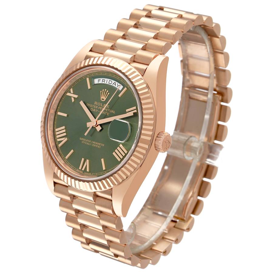 Replica Rolex Day-Date 40 President Rose Gold Green Dial Mens Watch Psp62326