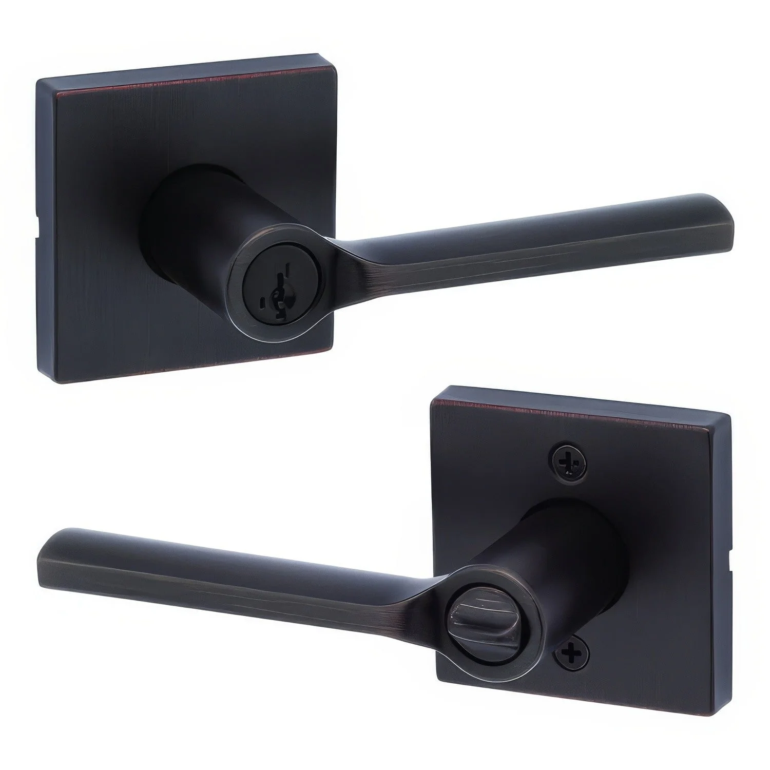 Kwikset 740LSLSQT Lisbon Keyed Entry Door Lever with Square Rose - TA Screen Specialist, Inc.