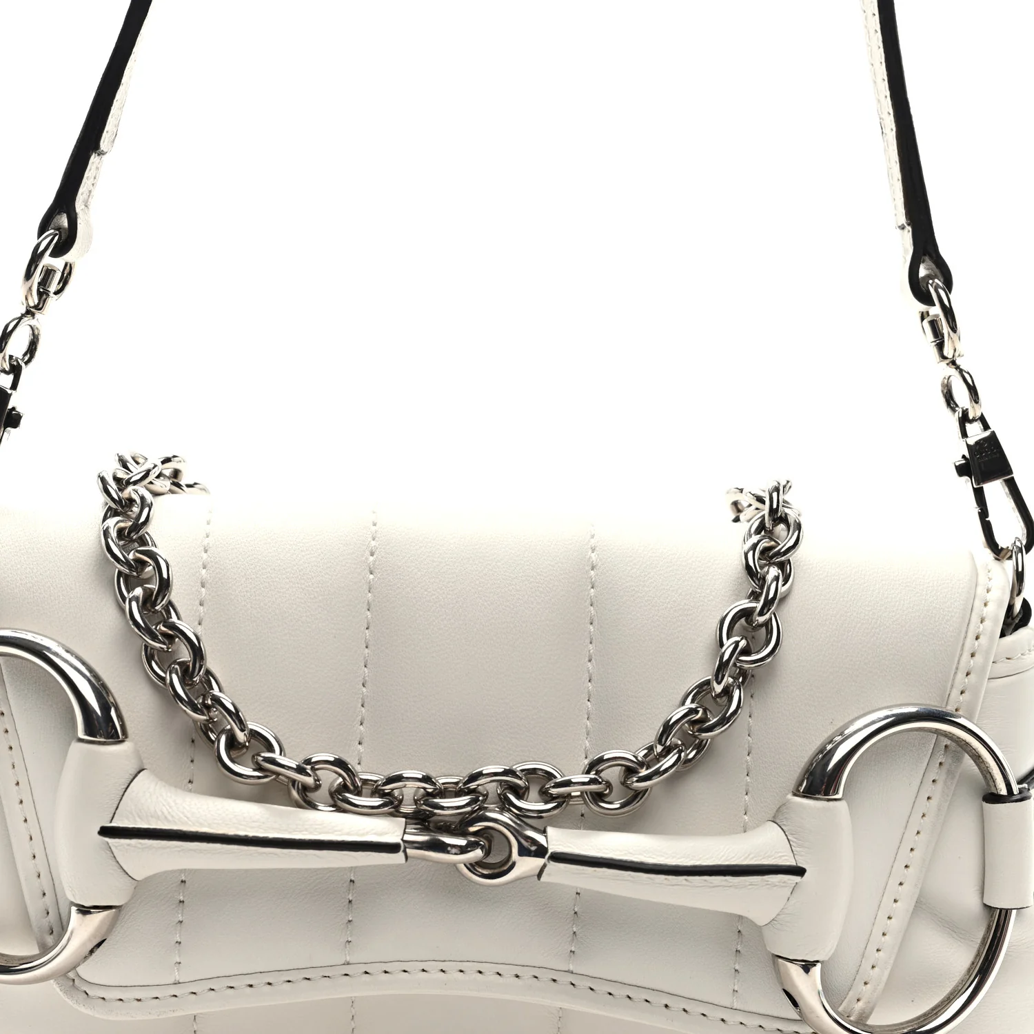 Nappa Vertical Matelasse Small Maxi Horsebit Chain Shoulder Bag Great White