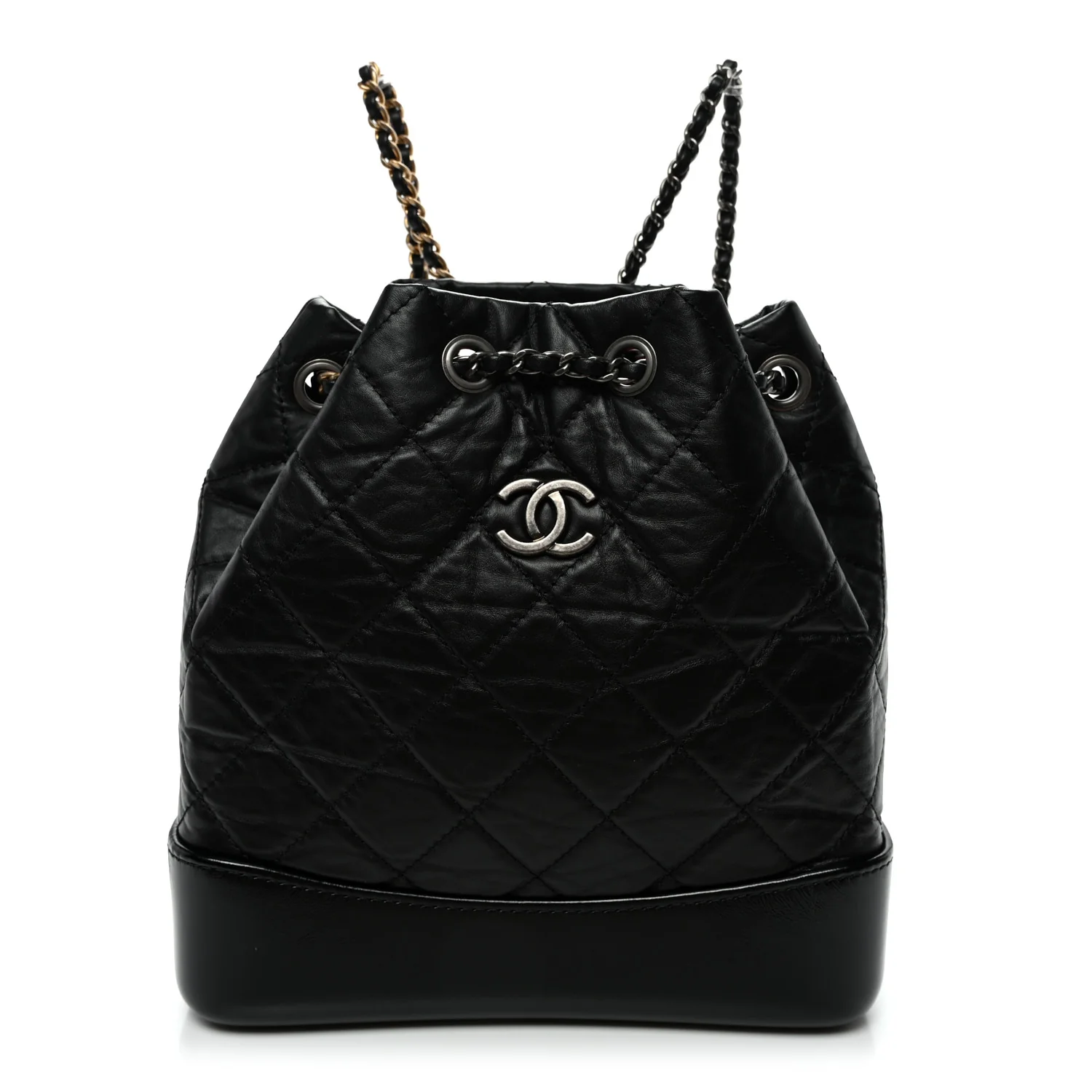 Aged Calfskin Quilted Small Gabrielle Backpack Black
