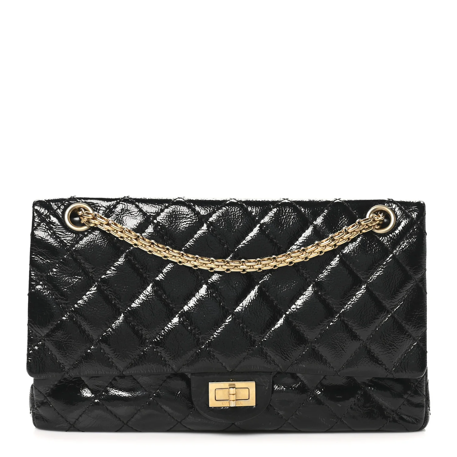 Distressed Patent Quilted 2.55 Reissue 226 Flap Black
