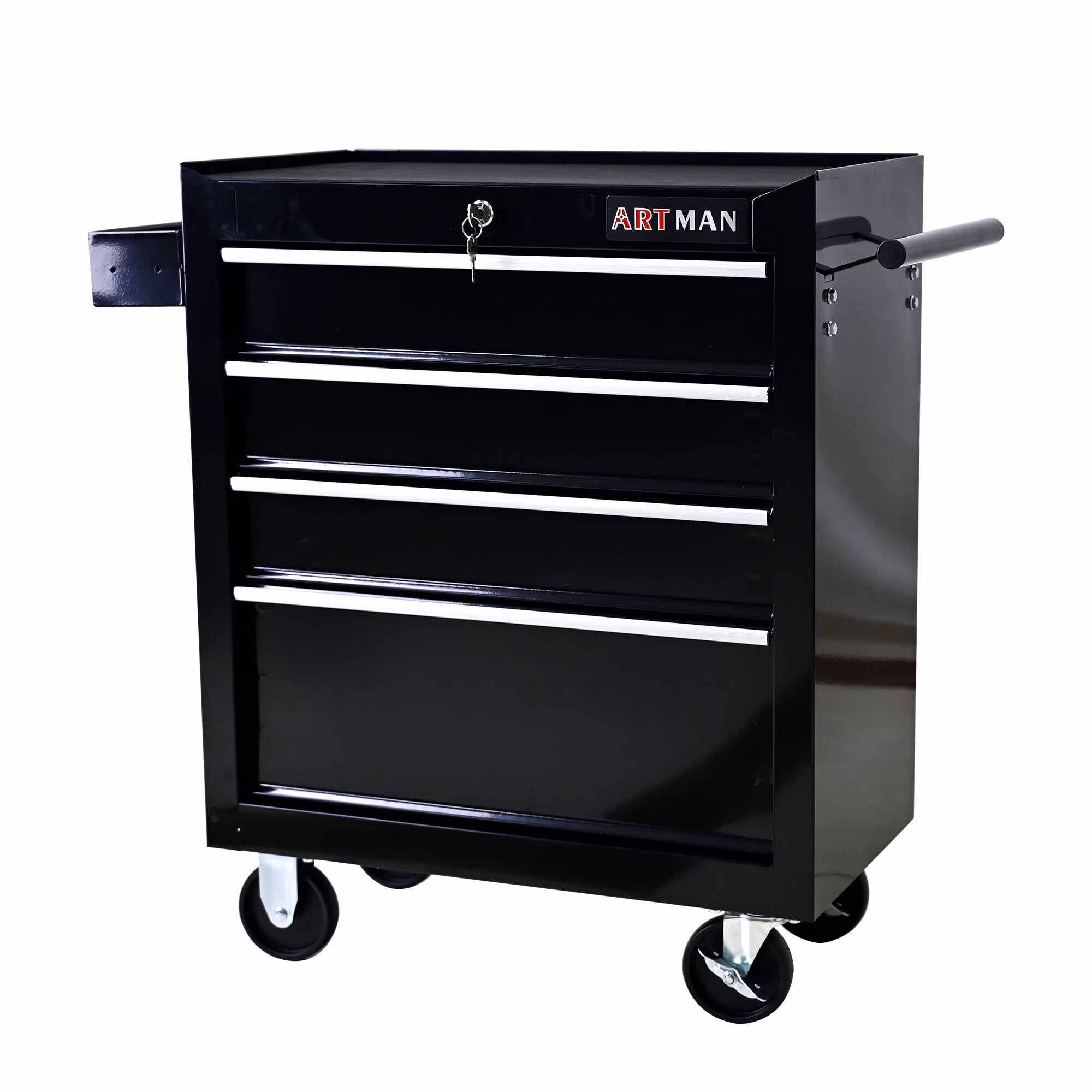 Tool Cabinets Rolling Tool Chest, 4 Drawer Tool Box with Wheels, Heavy Duty Industrial Service Cart Storage Organizer with Locking System, Rolling Tool Box Organizer Tool Case for Garage, Repair Shop