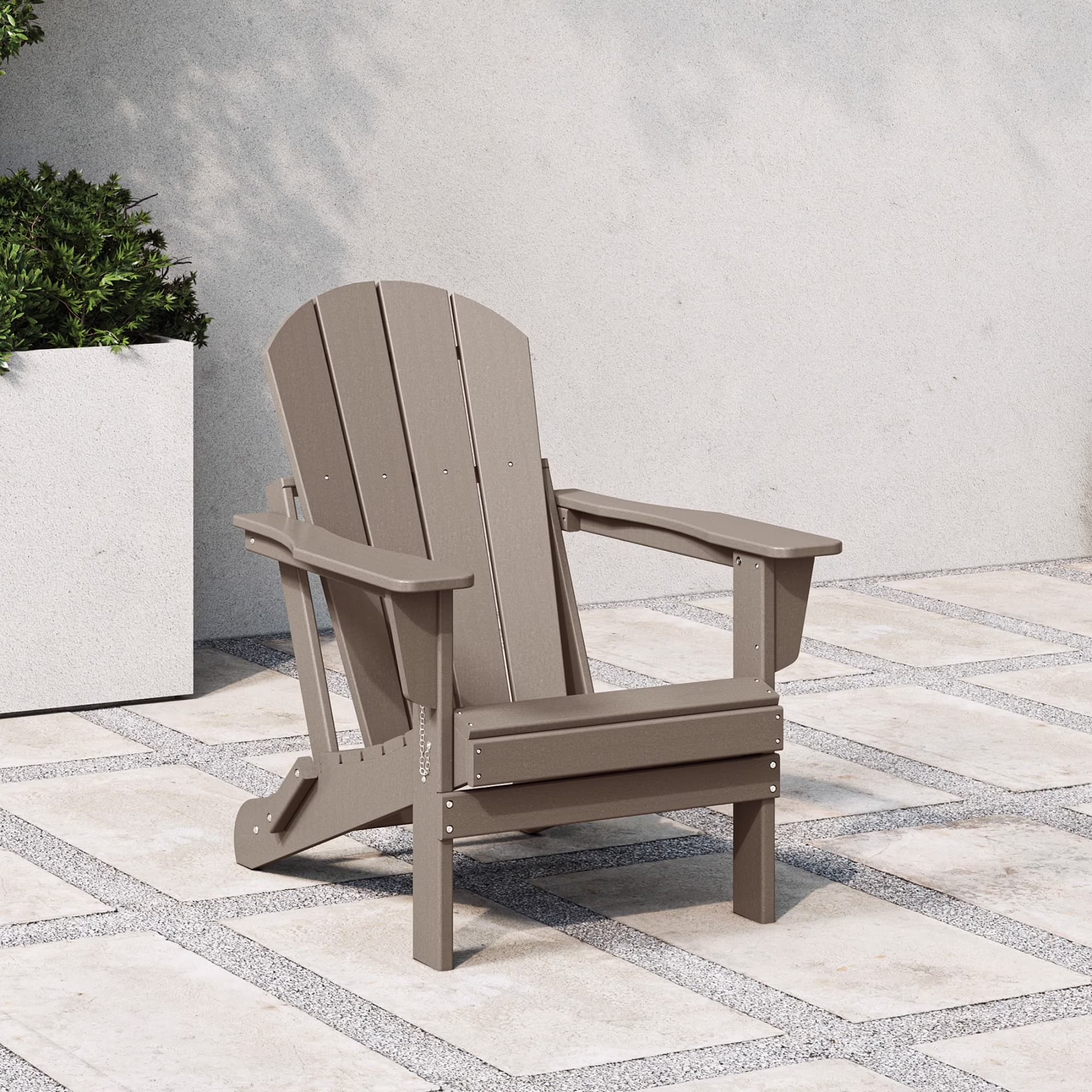 Outdoor Folding HDPE Adirondack Chair, Patio Seat, Weather Resistant, Dark Brown(Dark Brown/Single) - Image 7