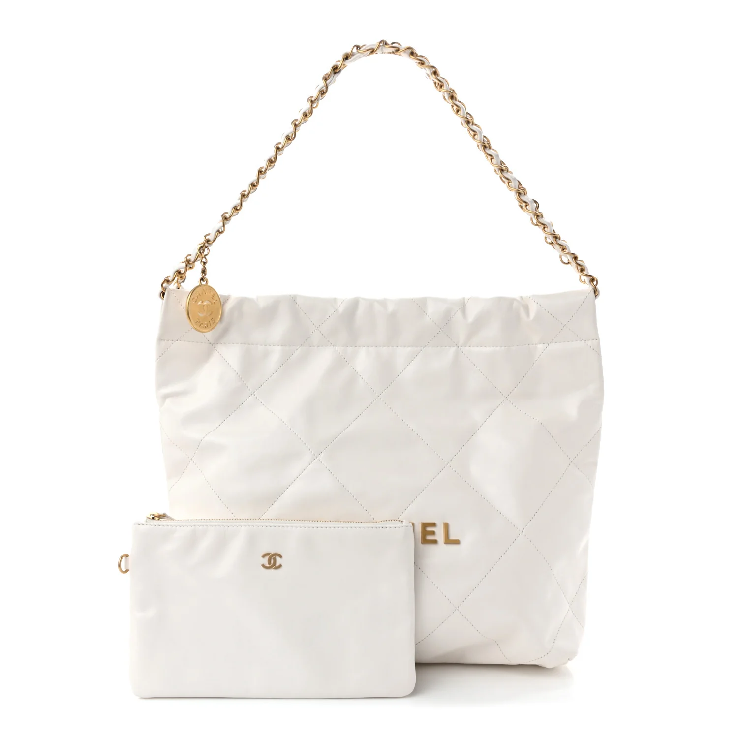 Shiny Calfskin Quilted Small Chanel  White