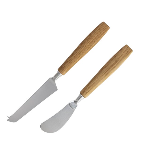 Treskaft knivsett ost-og smørkniv 2 stk eik