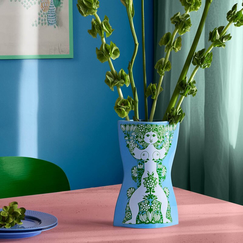 Nina vase 28,5 cm lys blå/grønn