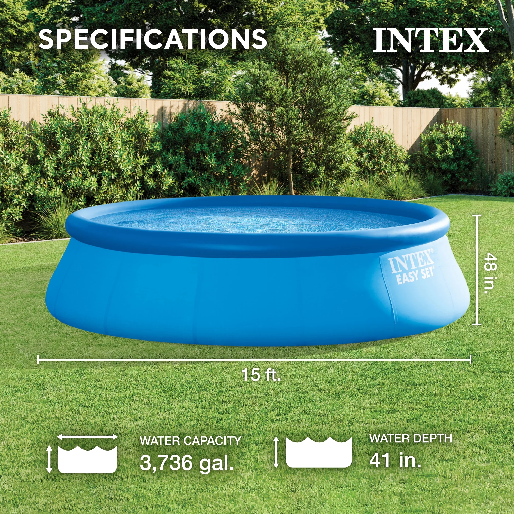 INTEX Easy Set 15ft x 48in Inflatable Pool Set - Filter Pump & Accessories