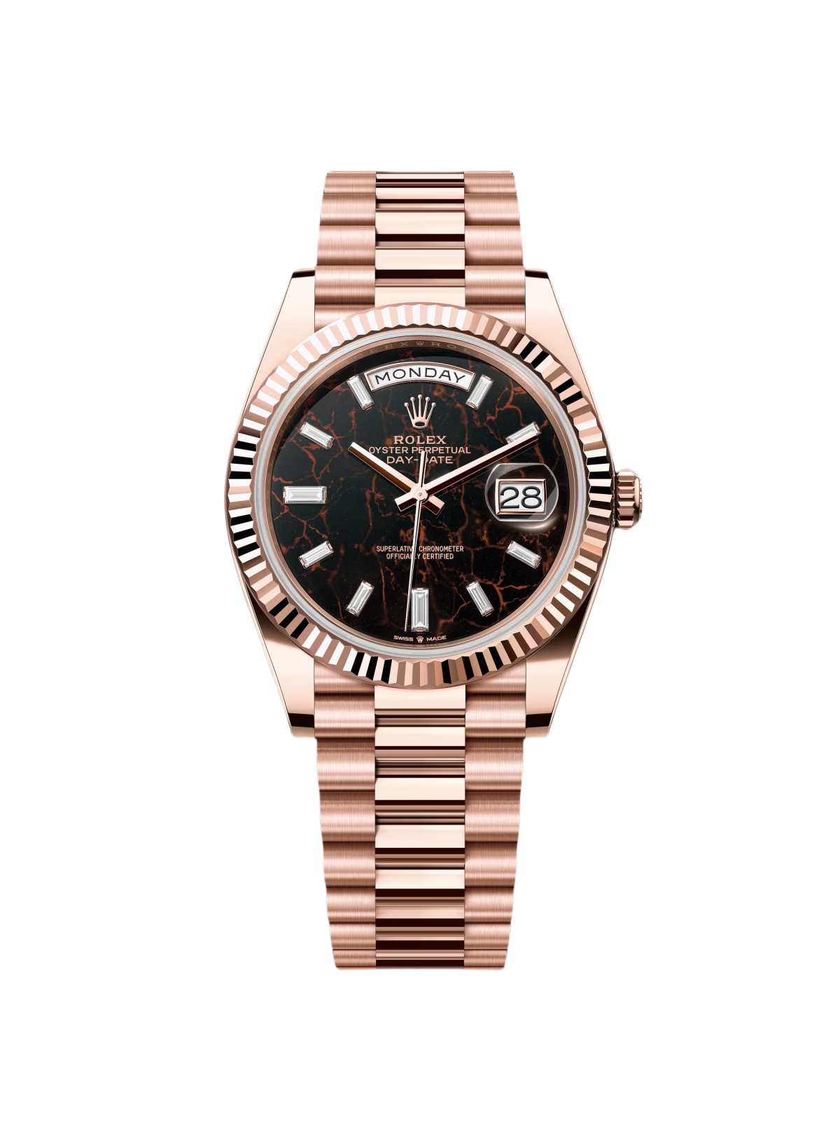 【Super Clone】RLX  Day-Date President 40mm Everose Eisenkiesel Diamond Baguette Dial - 228235