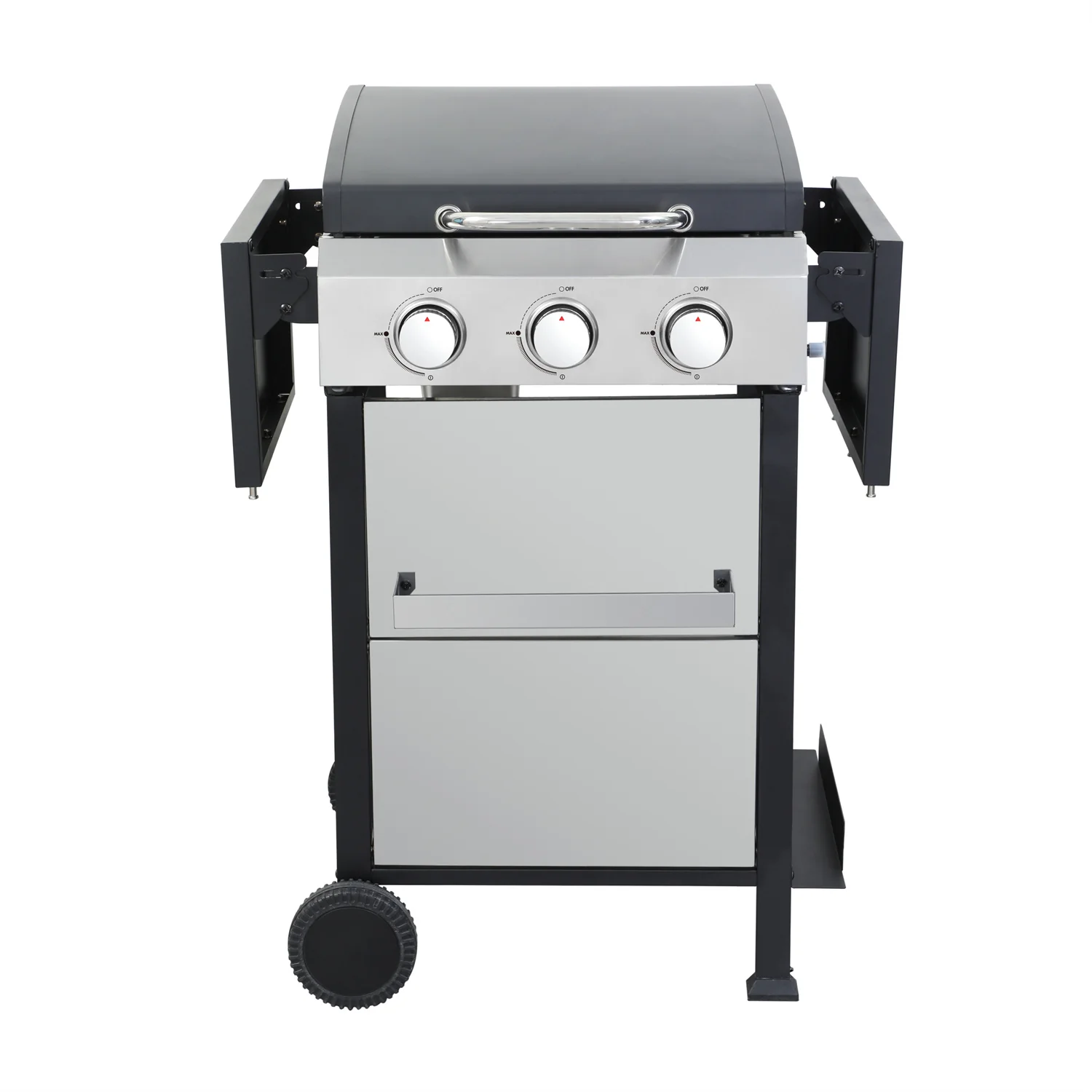 HighSound 2-Burner Propane Gas Grill, 24600 BTU Patio Garden Barbecue Grill with Stainless Steel Tray, Wire Enamel Cooking Grids & Foldable Shelves, Black