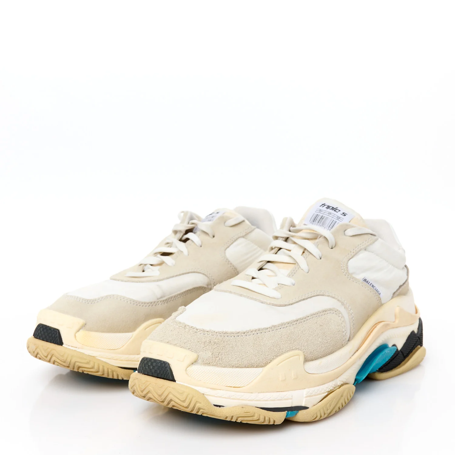 Nylon Suede Mens Triple S 2.0 Sneakers 44 White Grey Blue