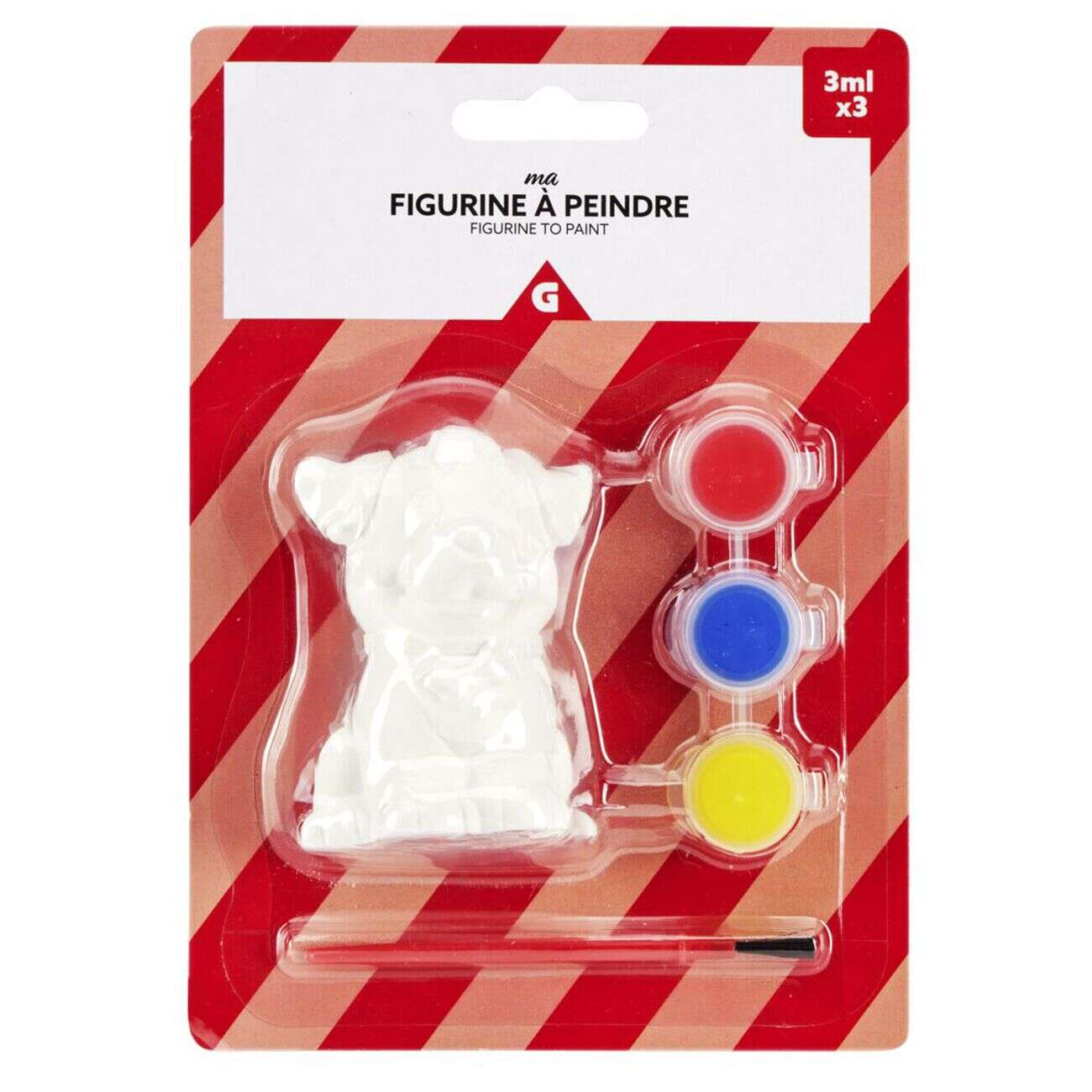 Figurine à peindre en bois avec 3 mini peinture acrylique et 1 pinceau