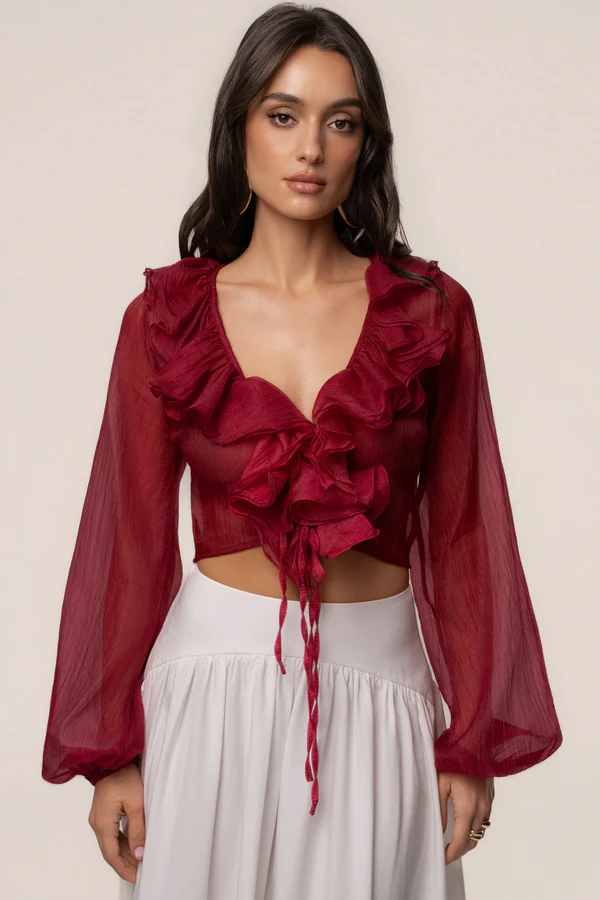 Berry Delilah Ruffled Top