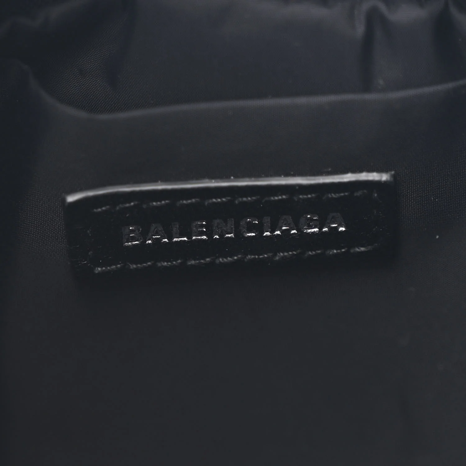 Recycled Sport Nylon Logo Embroidered Wheel Drawstring Bucket Bag Black White