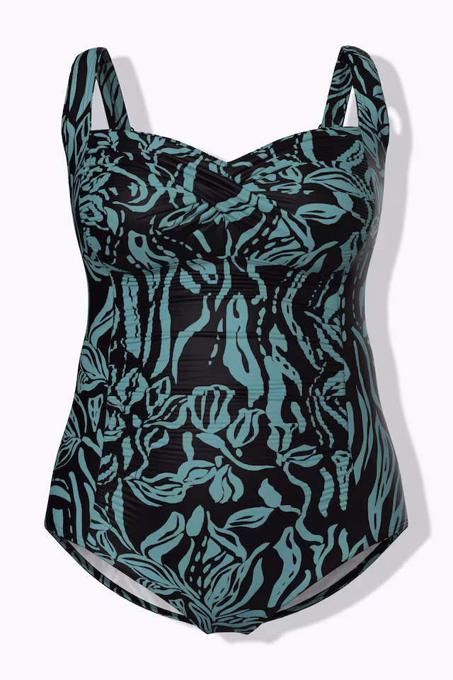 Iris Print Ruched One Piece Swimsuit