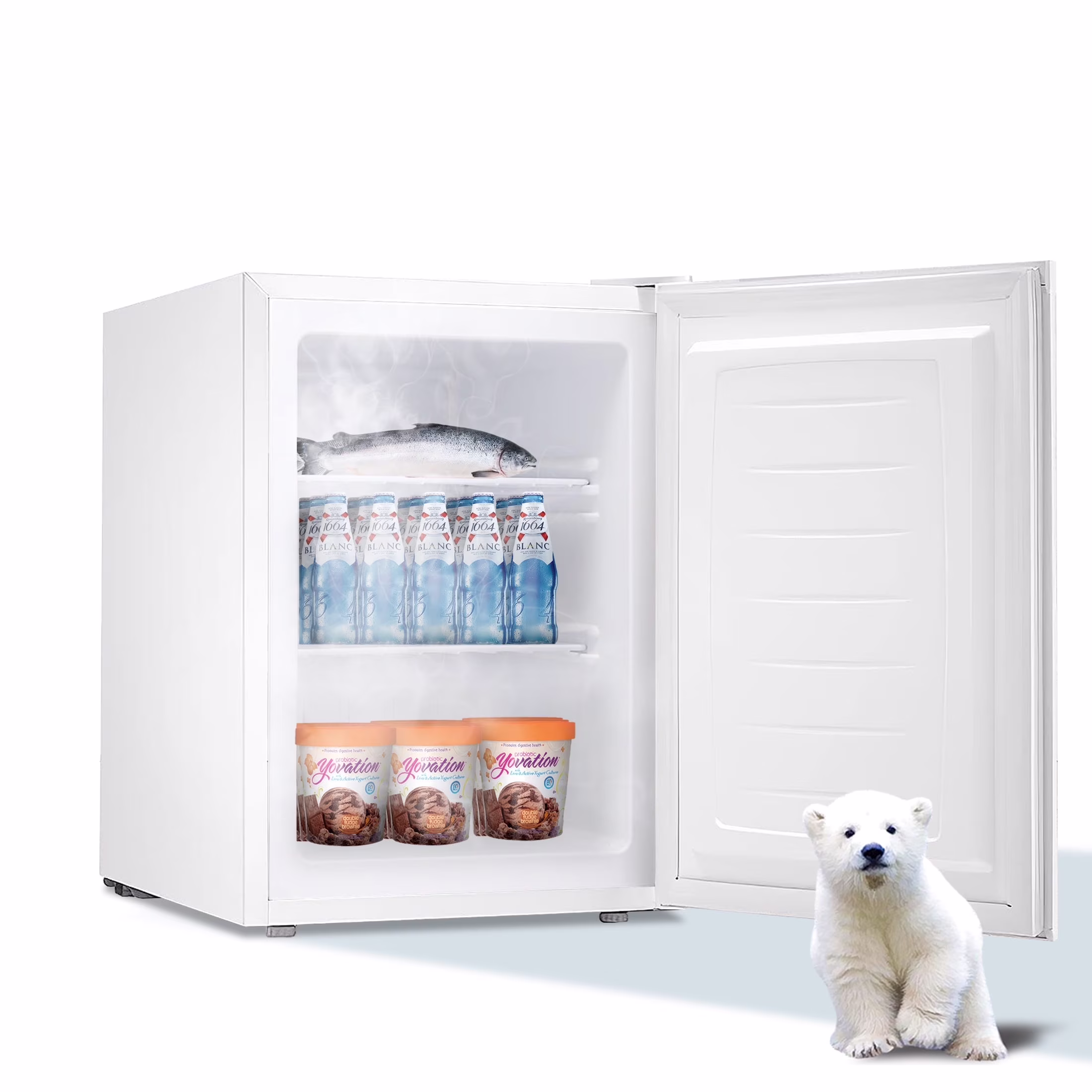 Upright Freezer, Energy Saving 2.1 Cu.ft Single Door Compact Upright Freezer with Reversible Door(White)(2.1 cu ft/White)