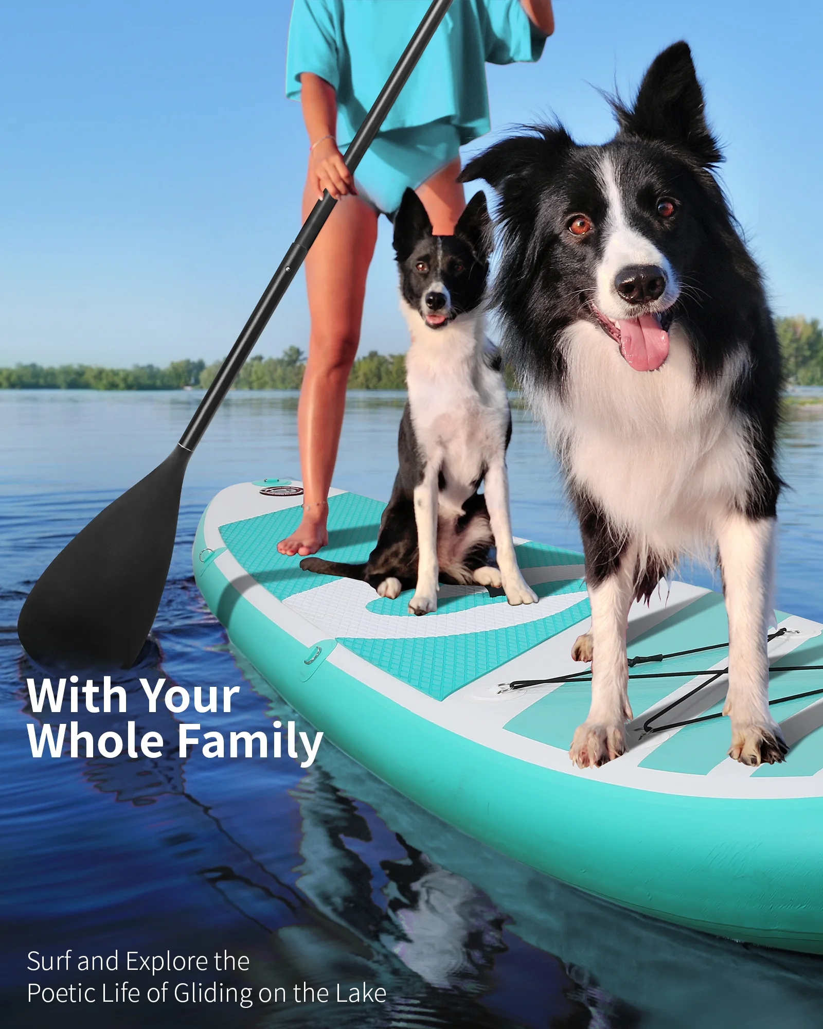 Inflatable Paddle Board 10FT Stand up Paddle Board 10' SUP 6 in.Thick Board Carry Bag Fast Pumping Green(Green) - Image 7