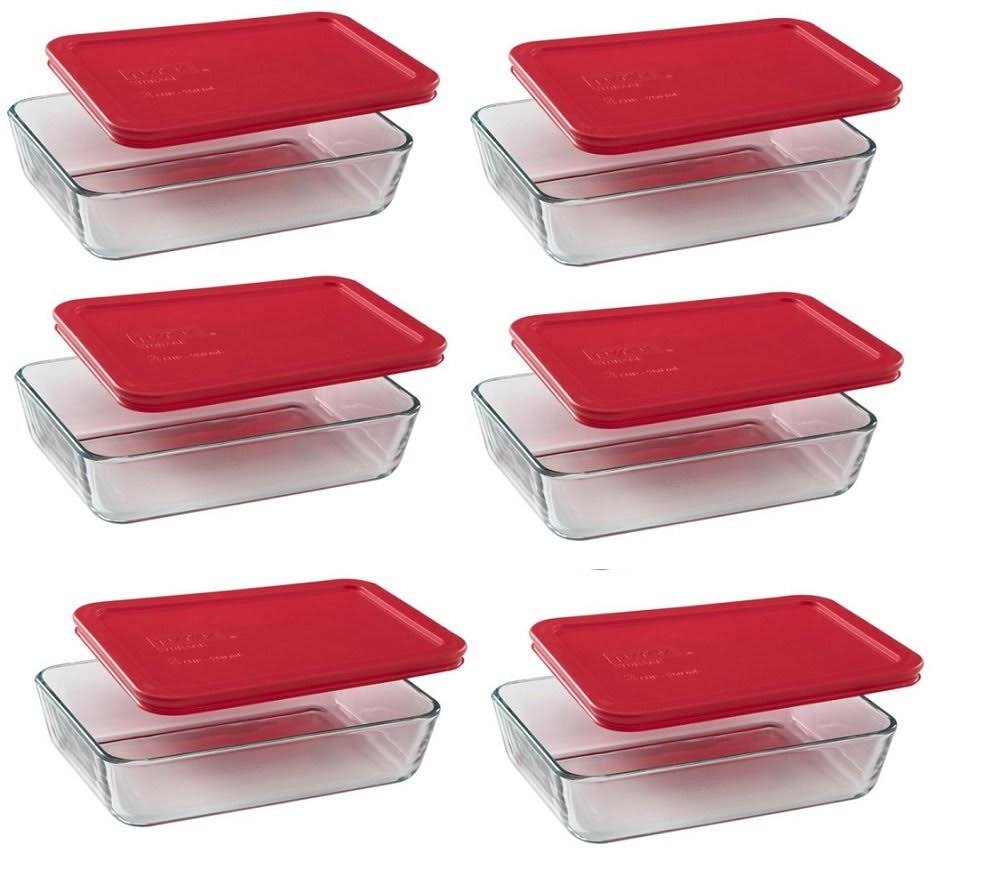 Pyrex 3cup Rectangle Food Storage Container Value Pack of 6 Containers