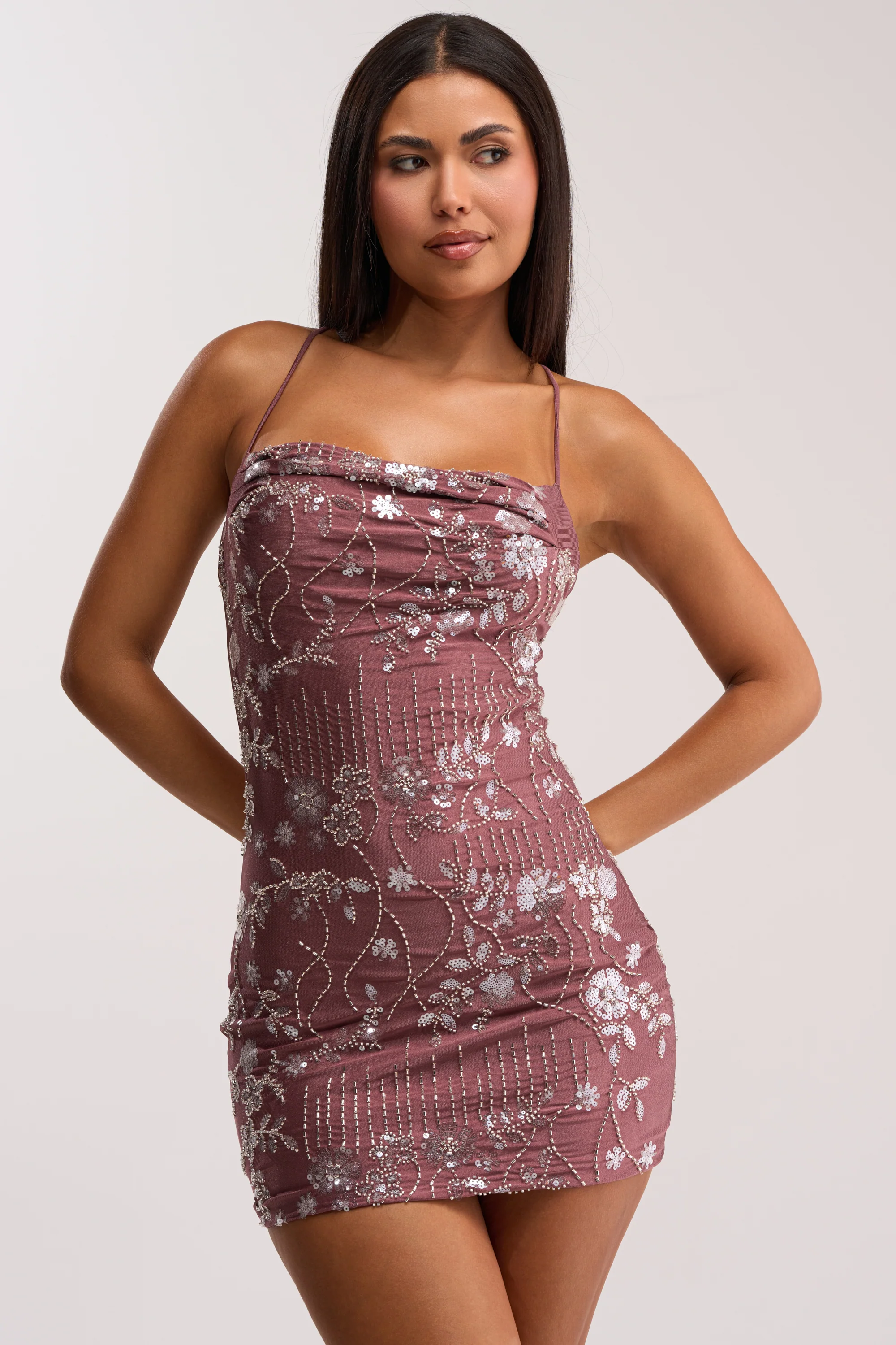 KEEP WATCHING SEQUIN MINI DRESS IN MAUVE - Akira Store