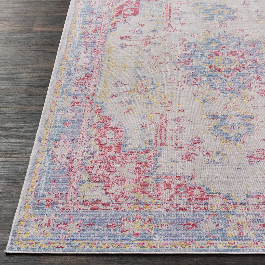 Kahina Vintage Distressed Oriental Pink/Blue Area Rug Bungalow Rose Rug Size: Rectangle 7'10