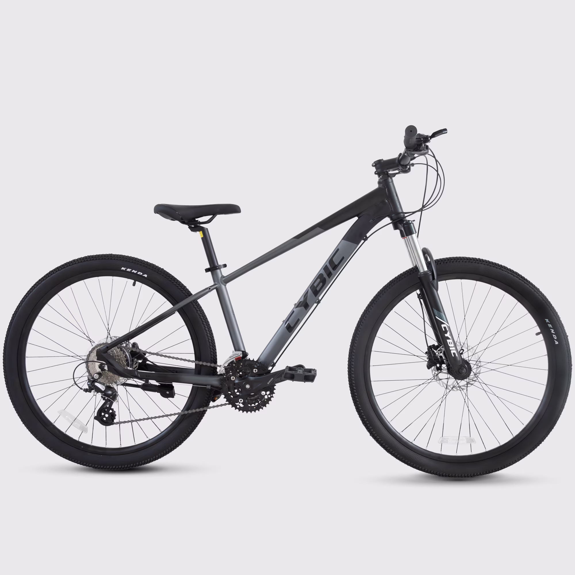 CYBIC 27.5 Mountain Bikes with Aluminum Alloy Frame Shimano 27 Speeds Bicycle,Disc Brake and Front Suspension Bikes,Grey Silver