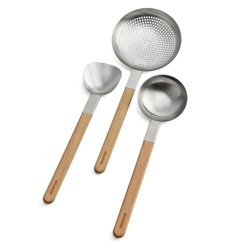 Vulcano wok redskap skje 40 cm stål/eik