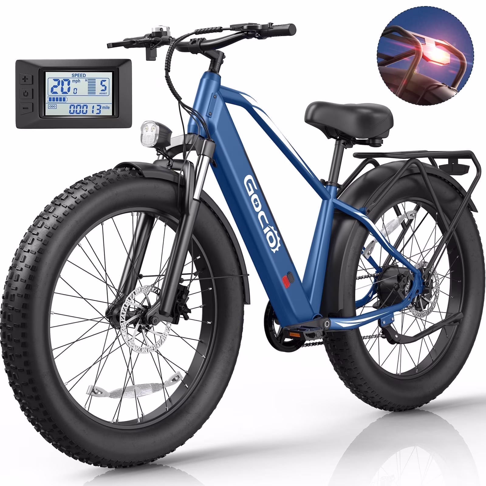 Electric Bike, 26"x4.0" Fat Tire E-Mountain Bike, Peak 1000W Motor, 28MPH 48V 15Ah Battery Removable Ebike for off Road, Sand, UL2849(Blue)