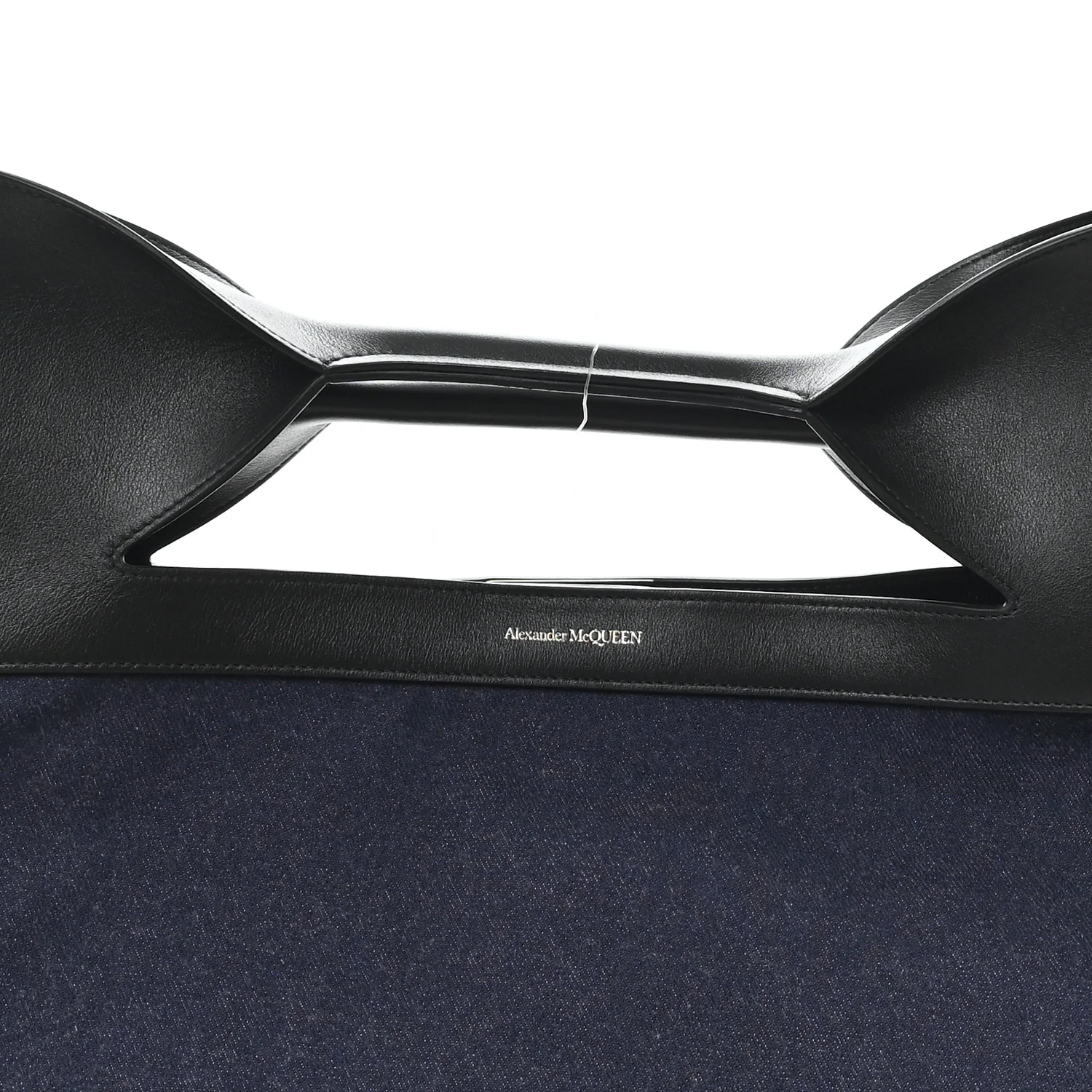 Calfskin Denim Large The Bow Bag Blue Black