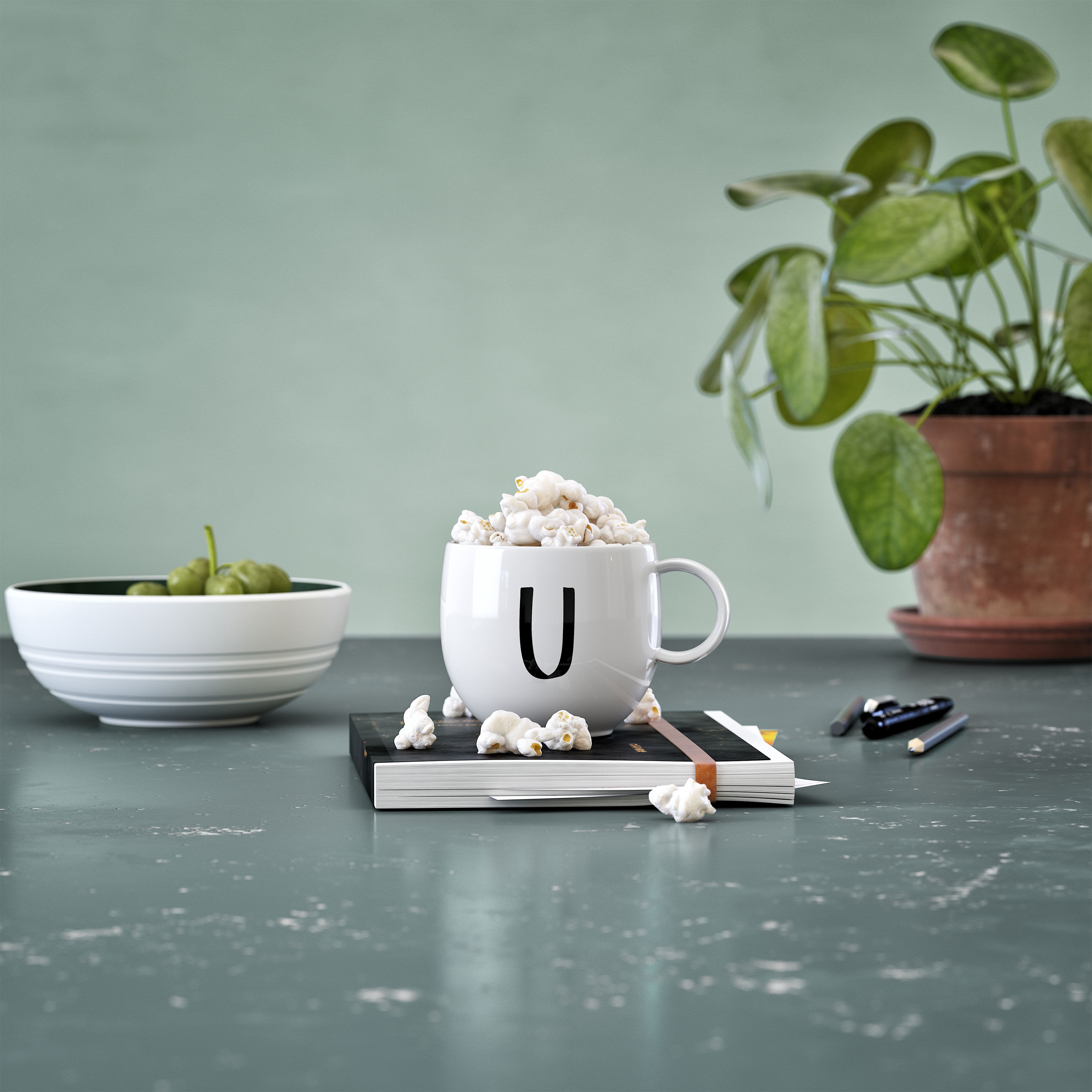 Letters Mug - White, 9.9 oz, Premium Porcelain