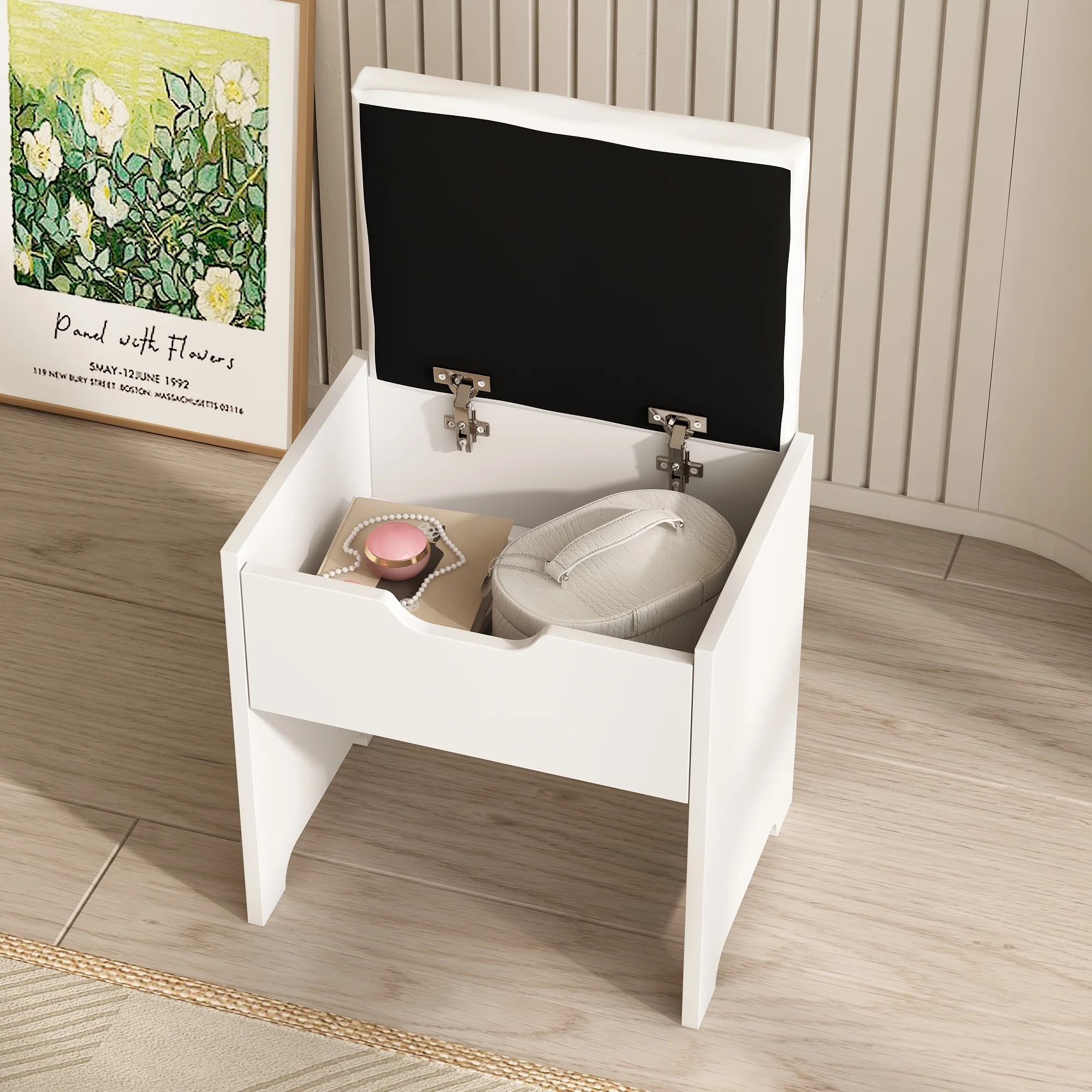Large Makeup Vanity Set with Light Modern Makeup Vanity Table with Storage and Adjustable Lighting Colors for Bedroom 45.2in, White(White) - Image 9