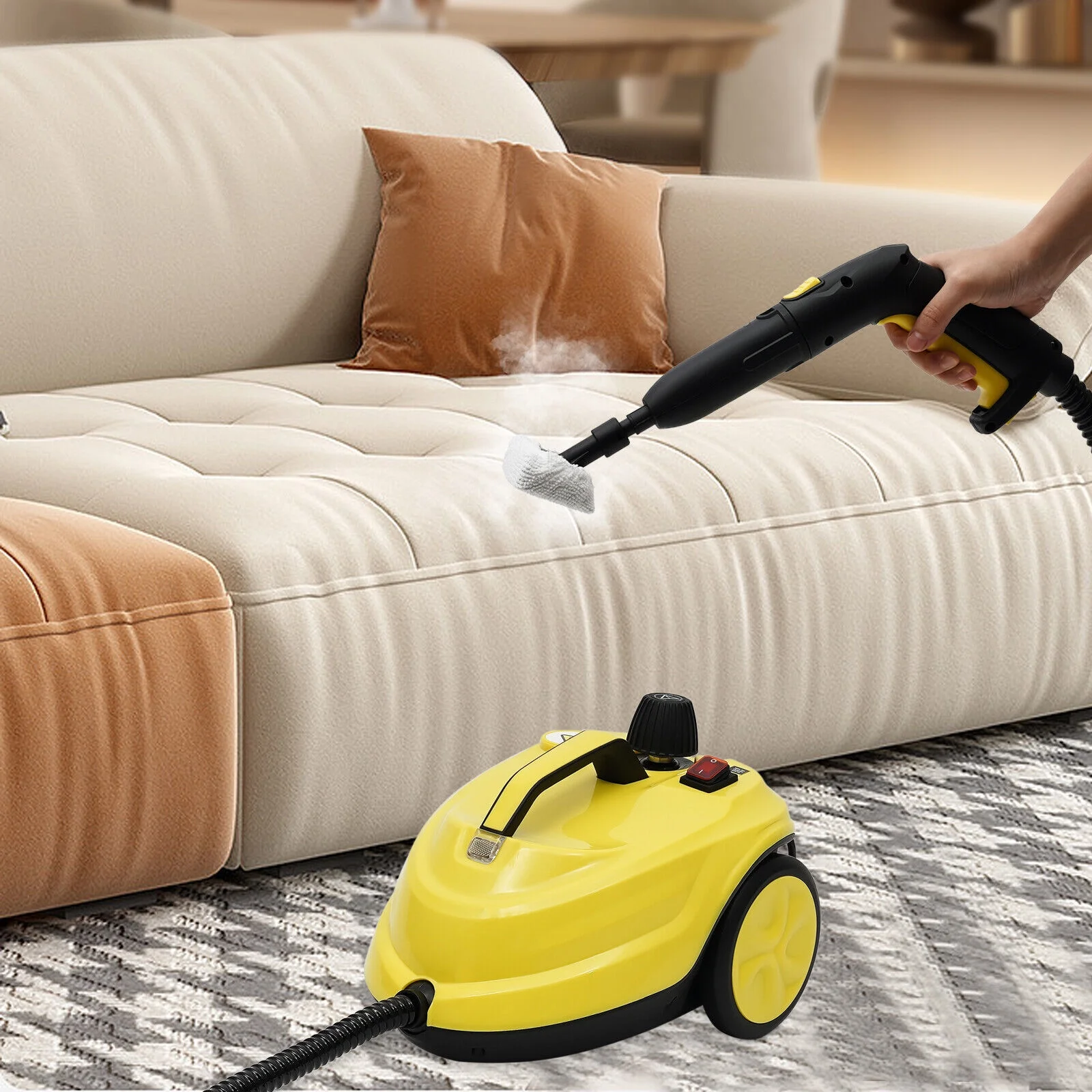 2000W 1.8L/60.87oz High-Pressure Steam Cleaner Multipurpose Handheld Steam Cleaner Portable Yellow 5 Bar/72.5PSI - Image 6
