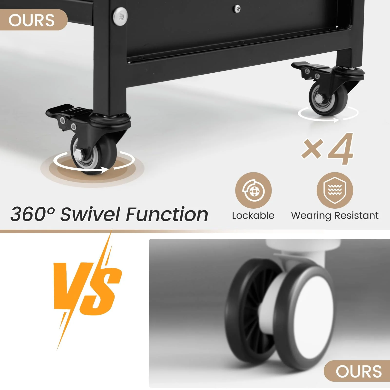 AECOJOY Book Cart with Wheels, 352LBS Rolling Bookshelf Utility Cart with V-Shaped Shelves