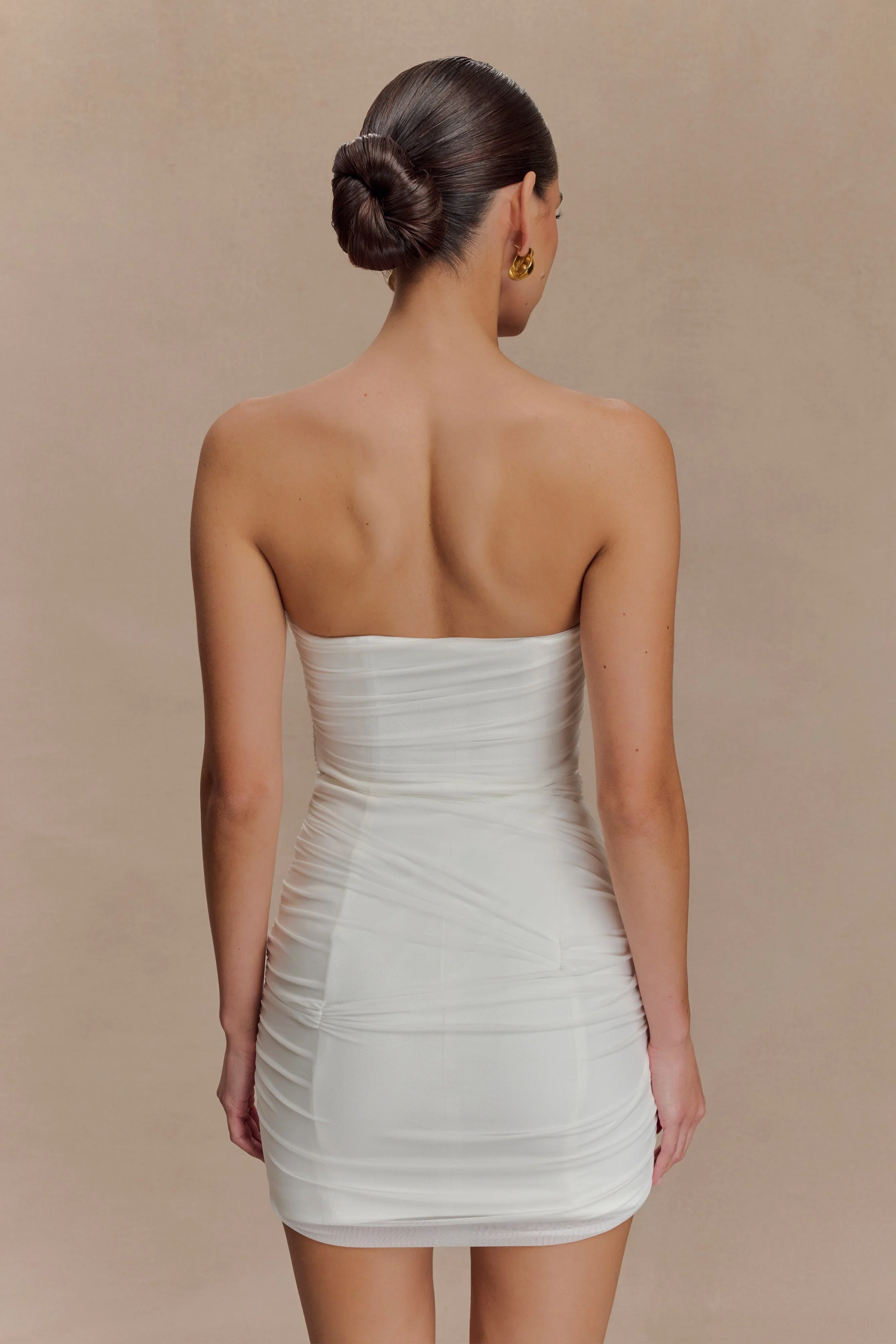 Jianna Strapless Mesh Mini Dress - White