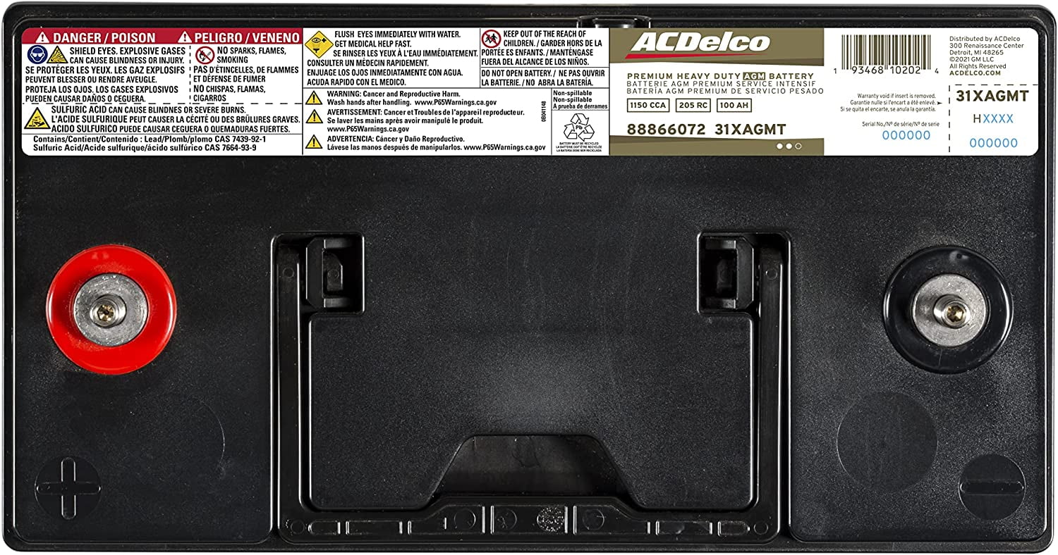 Acdelco Gold 31XAGMT 48 Month Warranty Premium Heavy Duty AGM BCI Group 31 Battery