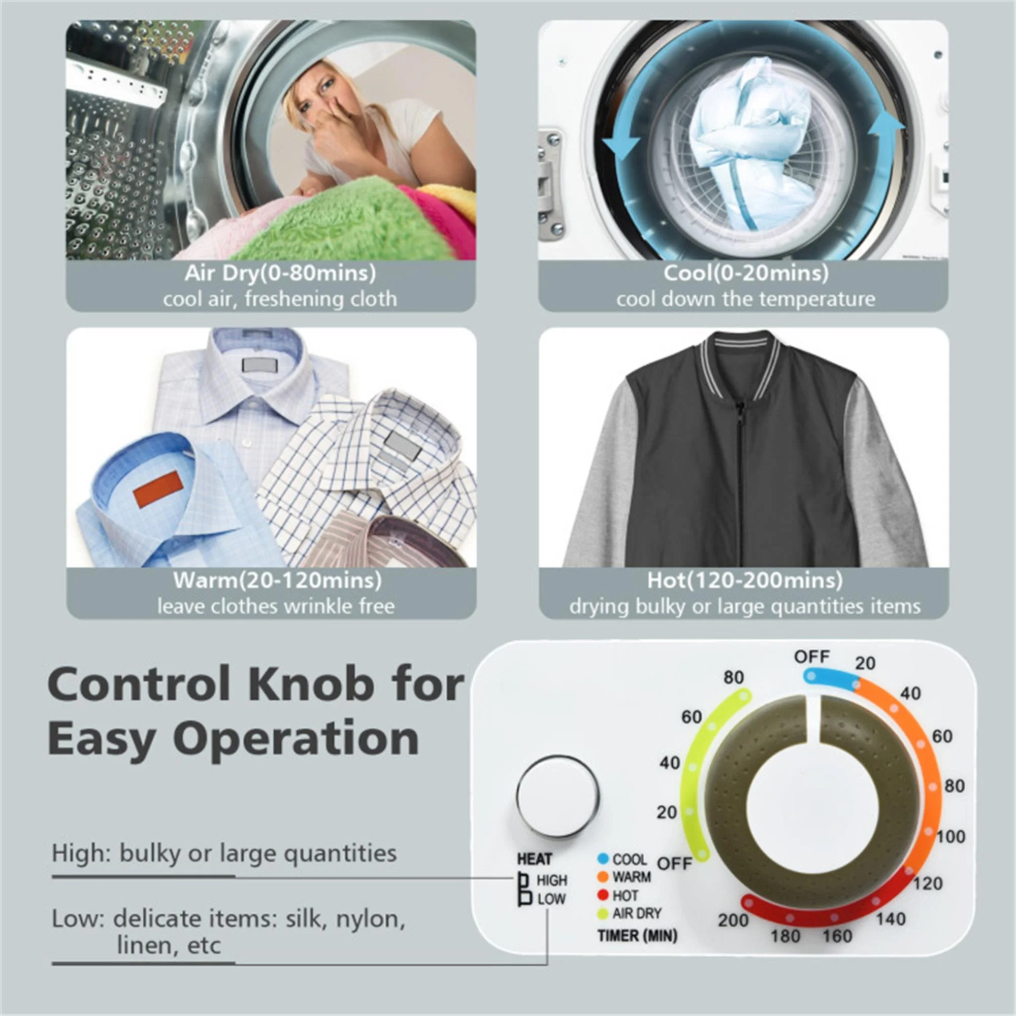 850W Compact Portable Clothes Dryer 10 lbs Wet Capacity, 5.5 lbs Dry Load, Quiet Design ( - Image 3