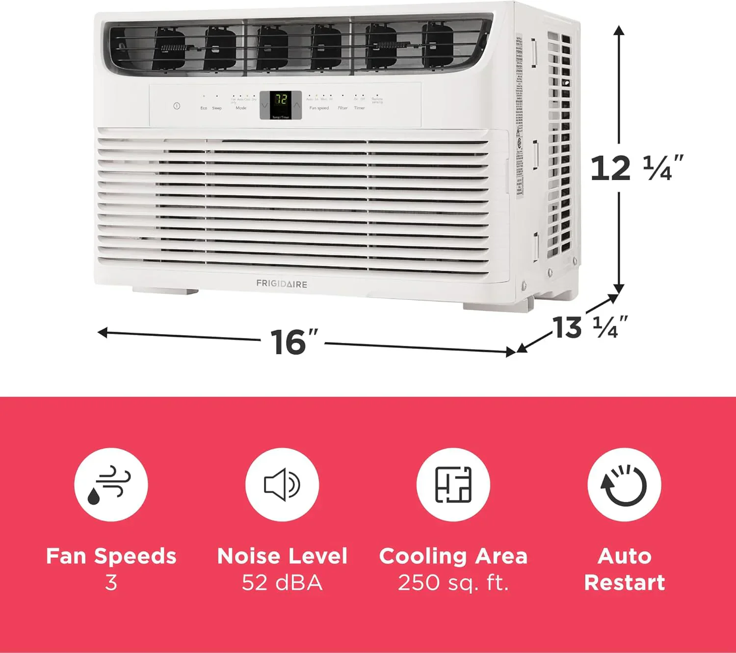 Climatiseur de fenêtre Frigidaire 5 000 BTU avec télécommande. Refroidit jusqu'à 150 pi². Fonctionnement silencieux.