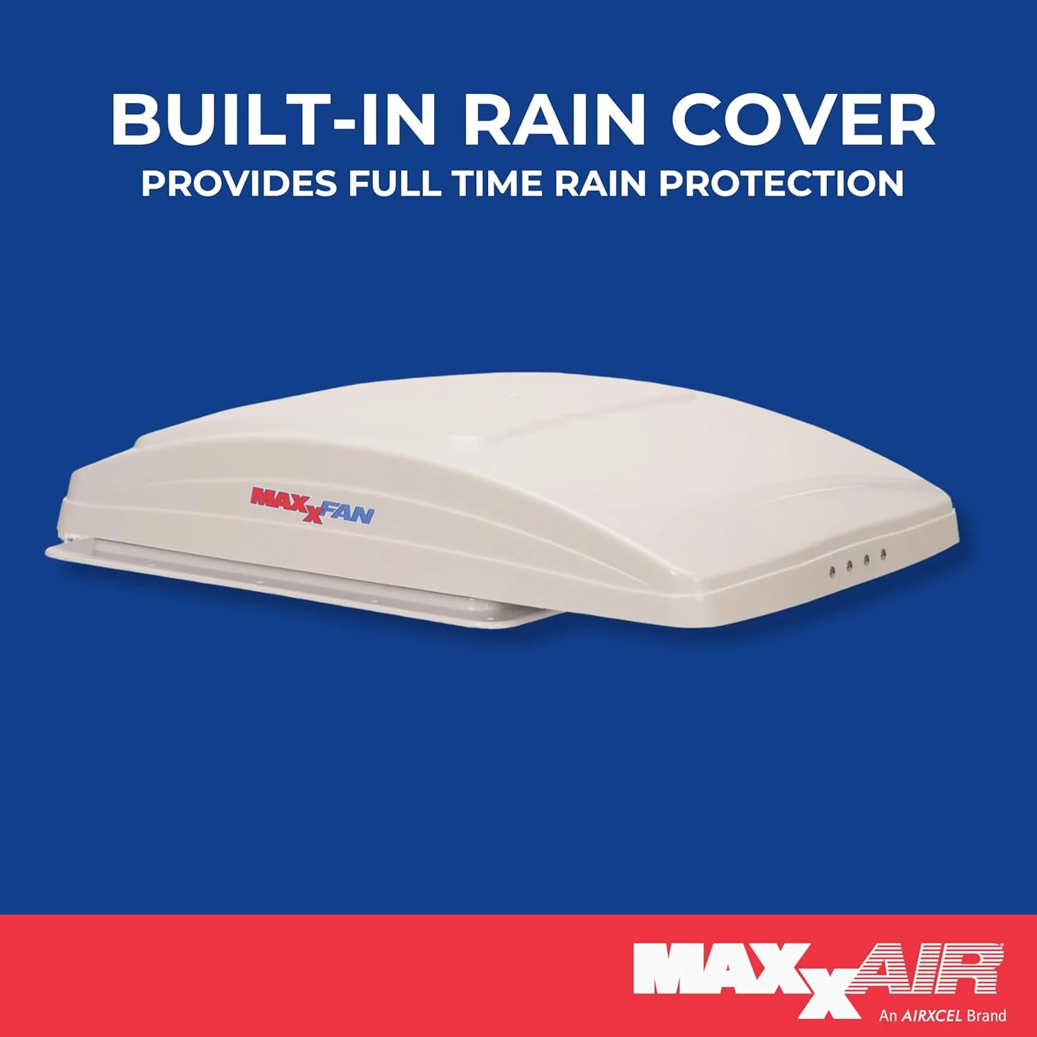 Deluxe - All-In-One RV Vent, Shield & Fan; Built-In Rain Shield, 10 Speed Reversible Fan with Thermostat, Fits Standard 14