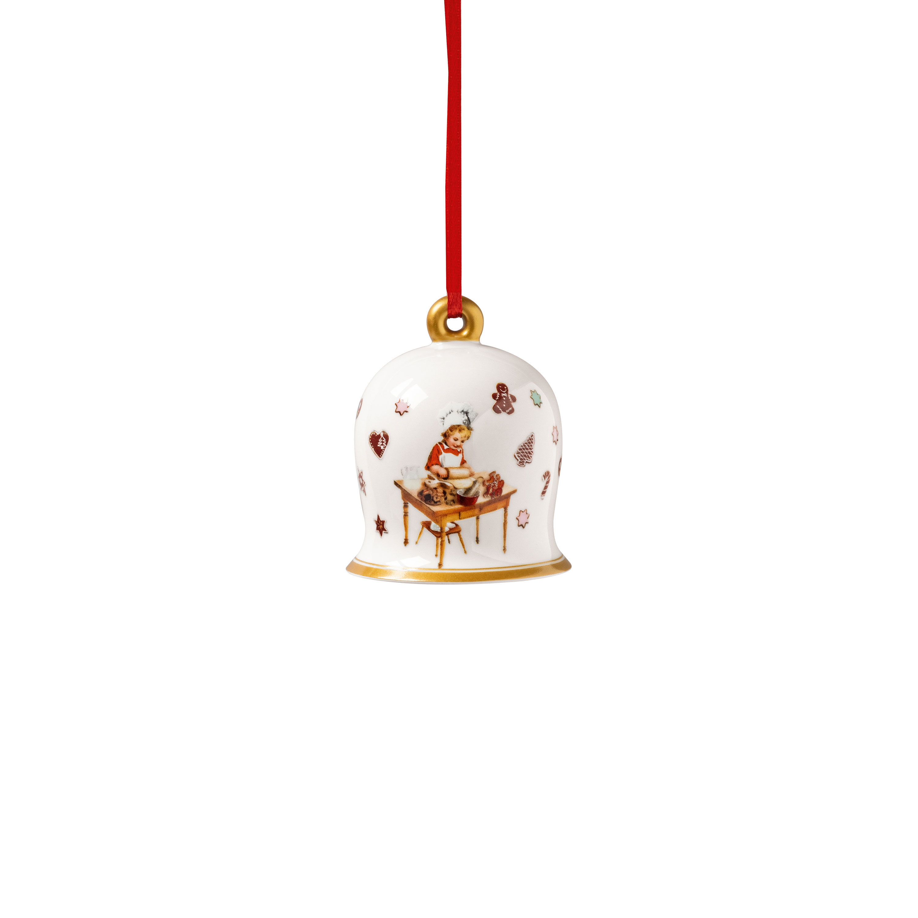 Annual Christmas Edition Bell - Multi-colored, 2.3'' x 2.3'' x 2.8'', Premium Porcelain