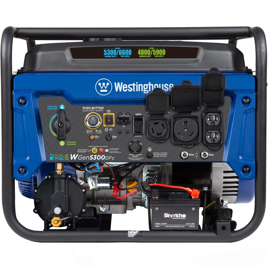 Westinghouse 6600 Peak Watt Home Backup Dual Fuel Portable Generator w/ Remote Electric Start CO Sensor Image 7