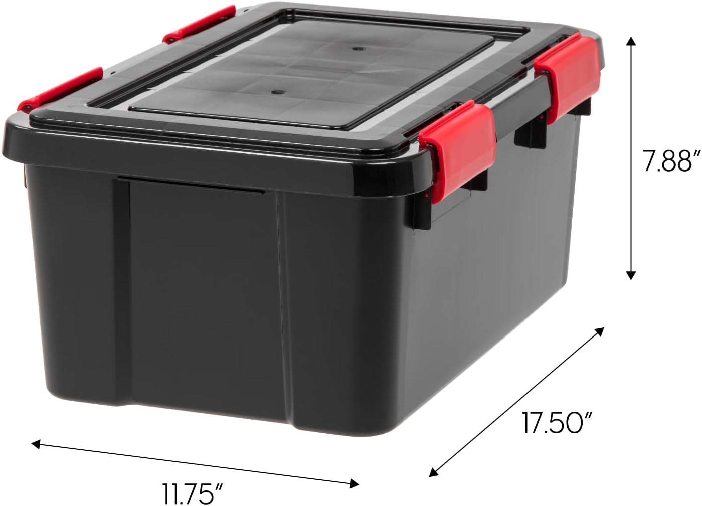 IRIS USA 6-Pack 19 Qt Storage Bins with Gasket Lids, Black/Red