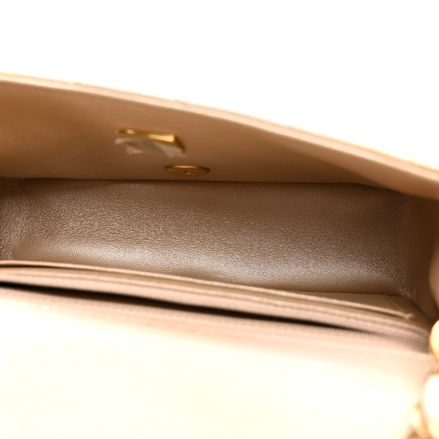 Metallic Goatskin Quilted Mini Rectangular Flap Gold