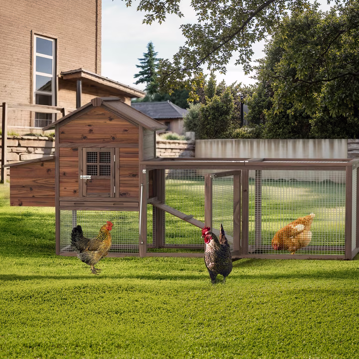 Large Removable Chicken Coop for 4-5 Chickens,with 2 Story Poultry Cage,Nesting Box,Pull Out Trays, Brown(Single/Brown)